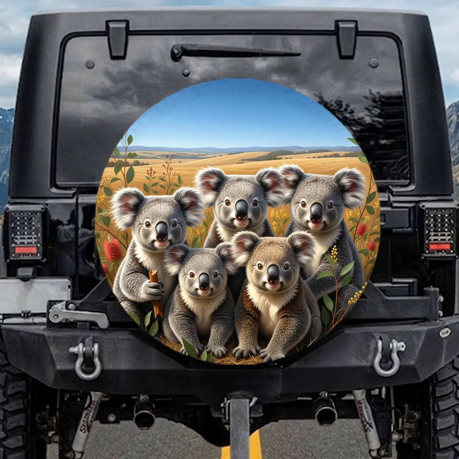 Koalas Eucalyptus Australian Hills - Wildlife Lover Gift for Koala Lovers Spare Tire Cover - 1