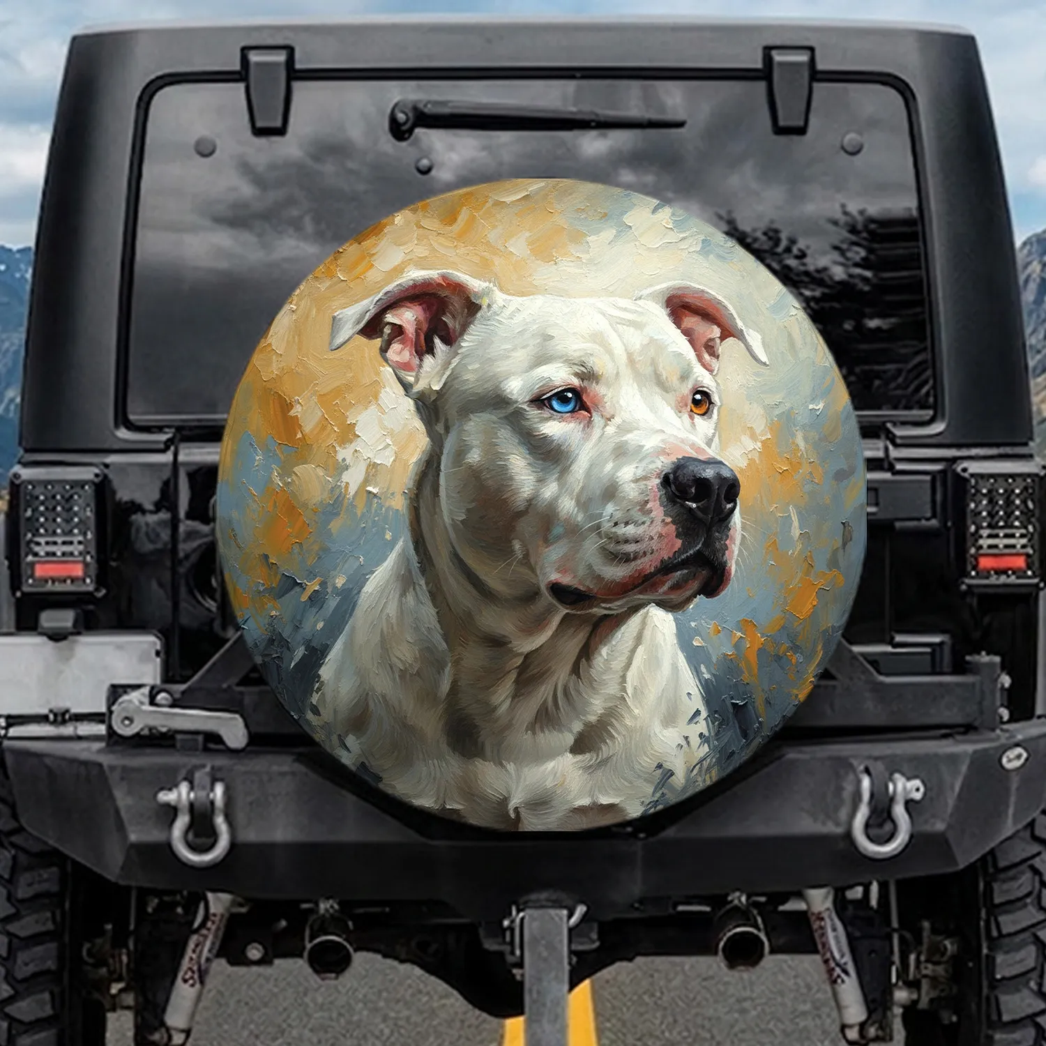 American Pitbull Terrier Dog Heterochromia Eyes - Dog Lover Gift Spare Tire Cover - 1