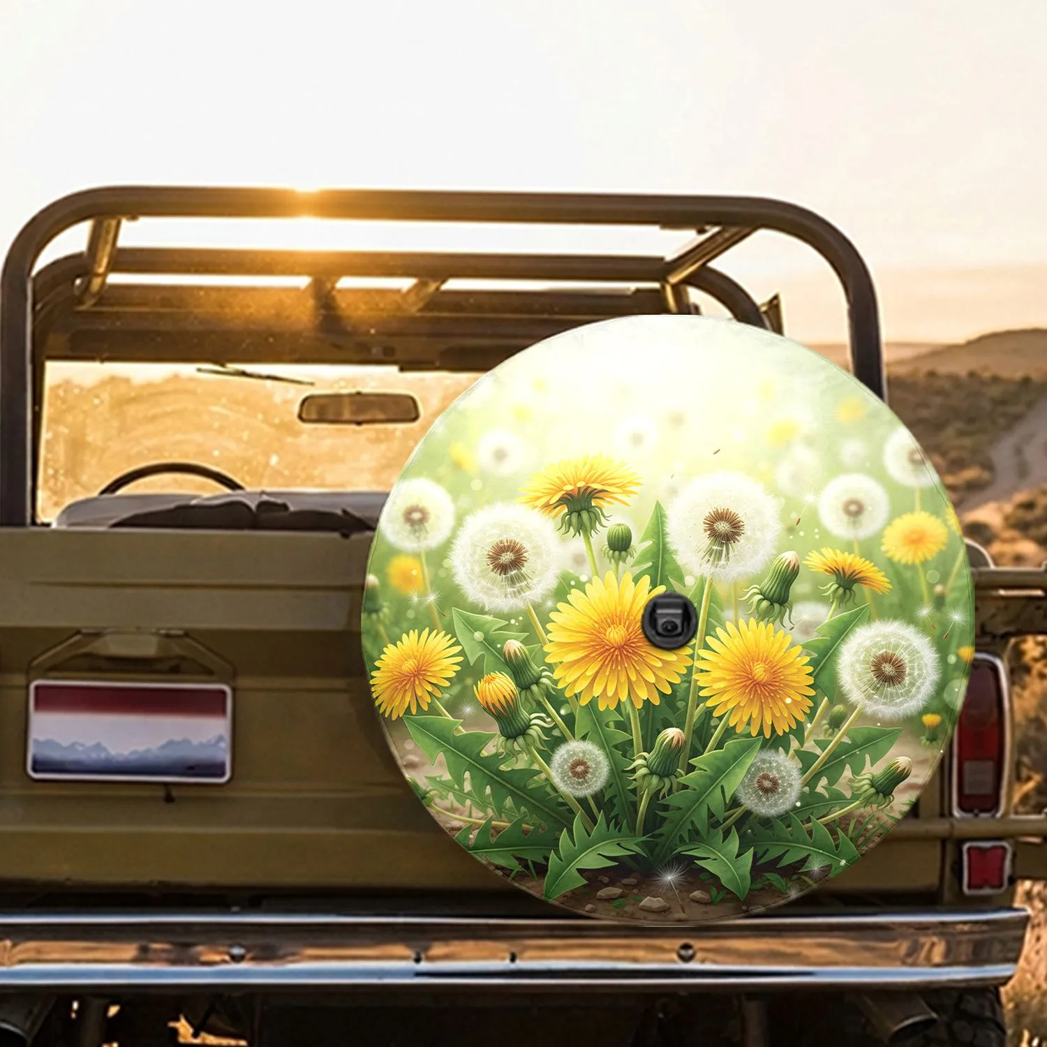 Dandelion Blossom Field - Spring Home Decor Gift for Garden Lover Spare Tire Cover - 1