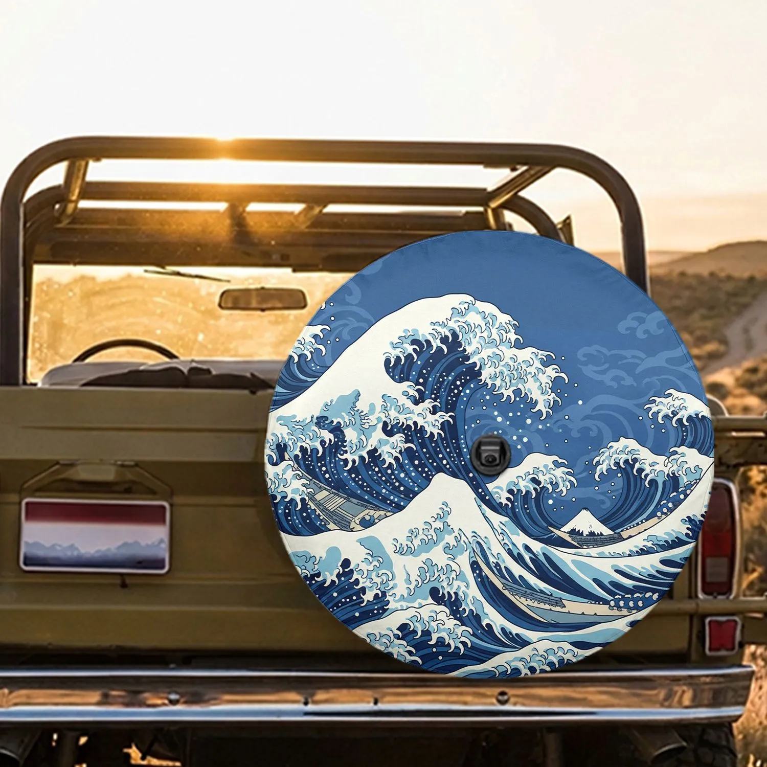 Deep Blue Foamy Crashing Ocean Waves - Coastal Living Gift for Ocean Lover Spare Tire Cover - 1