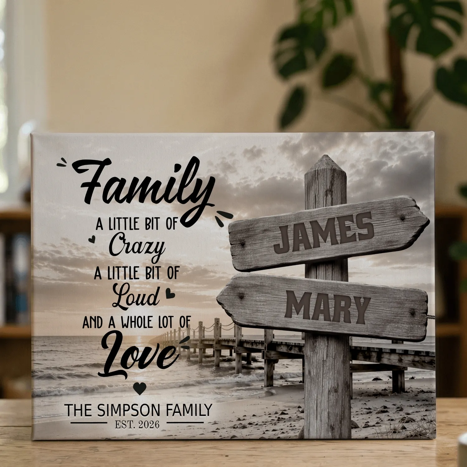 Personalized Canvas Wall Art, Custom Family Name Sign, Mother's Day & Father's Day Gift, Multi Name Home Decor - 1