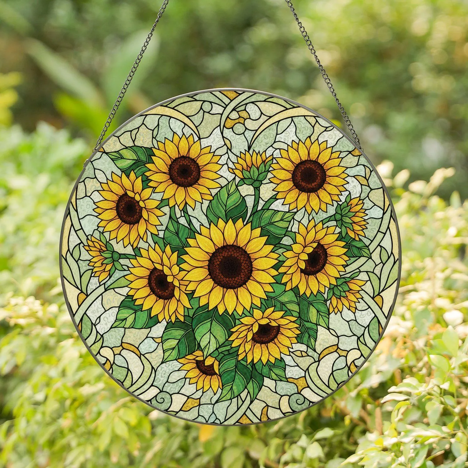 Luminous Translucent Stained Glass Sunflowers Mosaic - Home Decor Gift for Plant Lover Stained Glass Suncatcher - 1