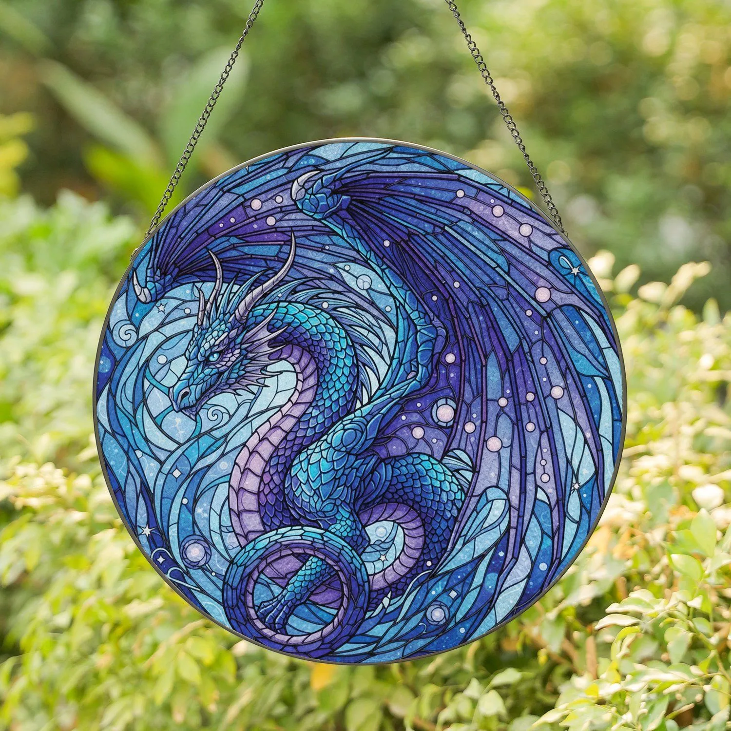 Dragon Celestial Mosaic Home Decor Gift for Fantasy Lovers and Mythical Creature Collectors Stained Glass Suncatcher - 1