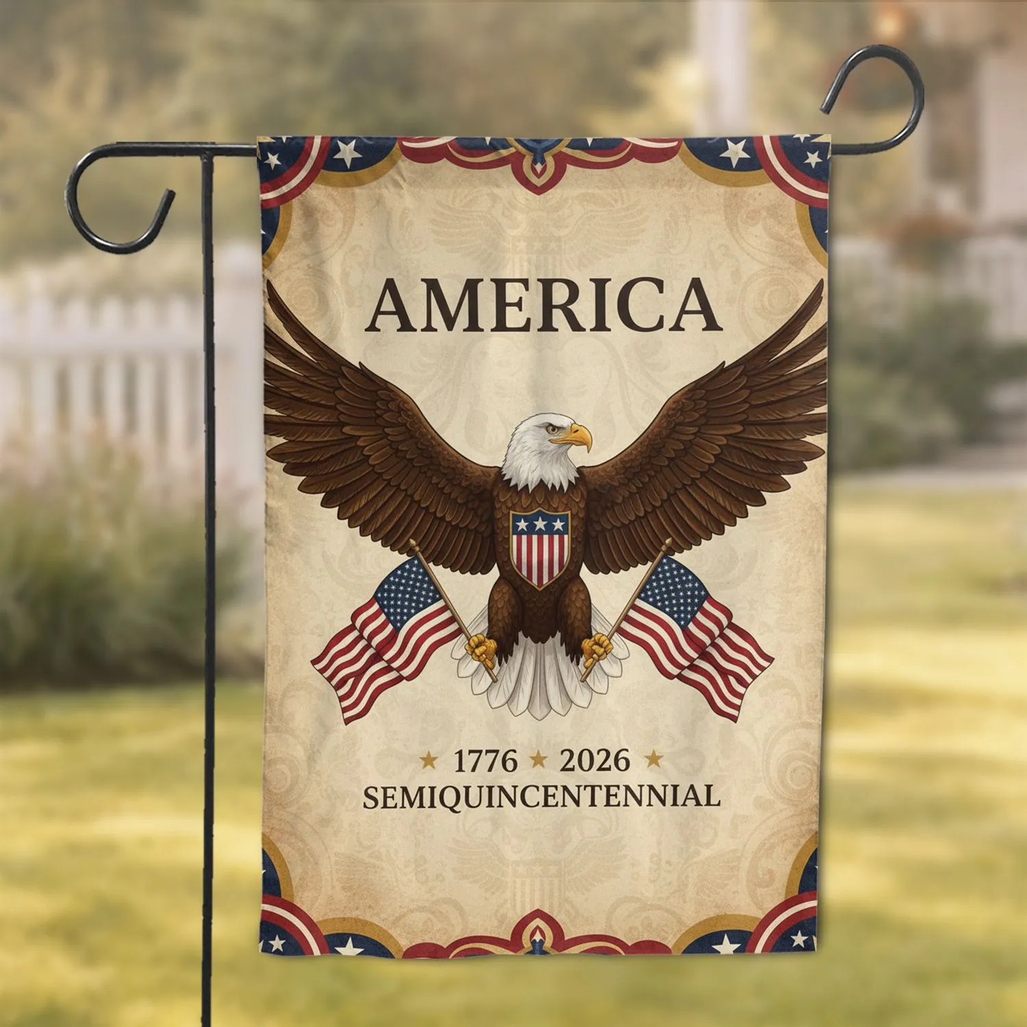 Bald Eagle American Flag 1776-2026 - USA 250th Anniversary Independence Day Garden Flag - 1