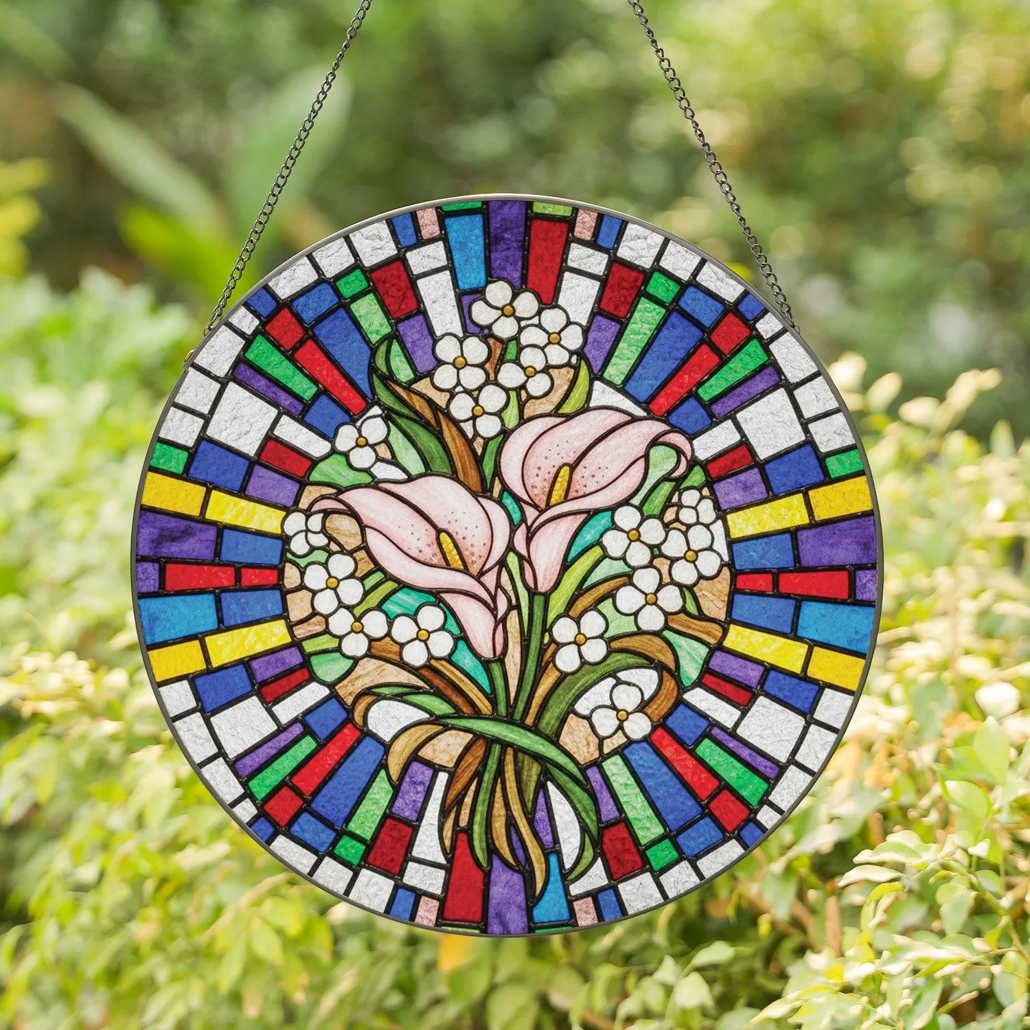 Pink Arum Lily Blossom Floral Home Decor Gift for Flower Lover Stained Glass Suncatcher - 1