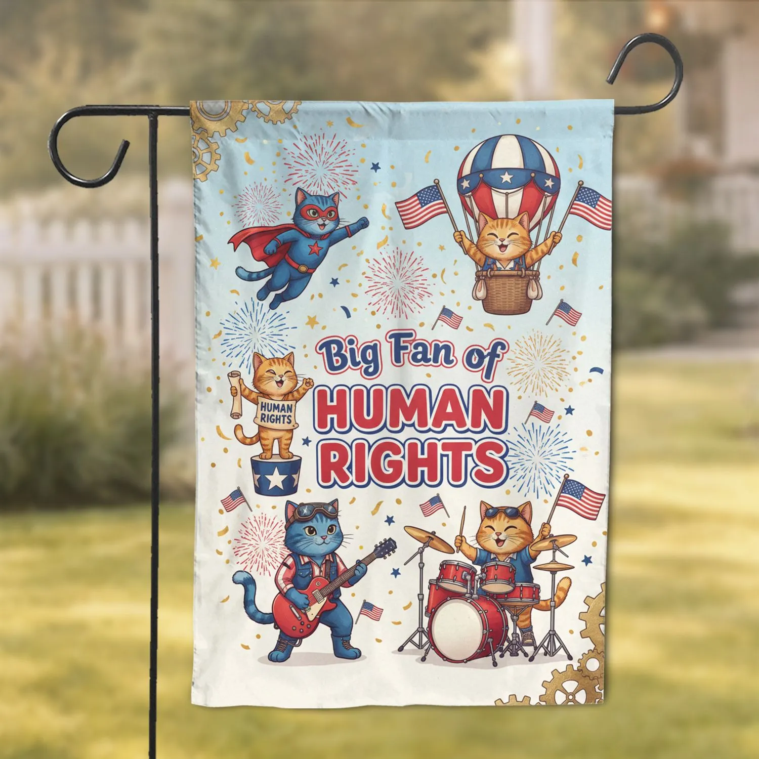 Anthropomorphic Feline Human Rights Celebration - Equality Advocate Gift Garden Flag - 1