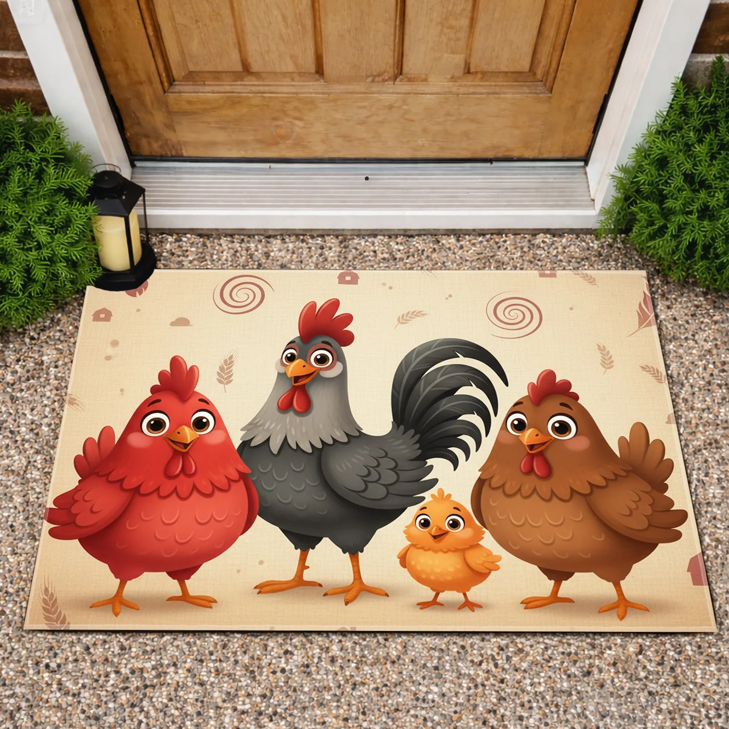 Cartoon Farm Birds Farmhouse Decor Gift for Farm Lover Doormat - 1