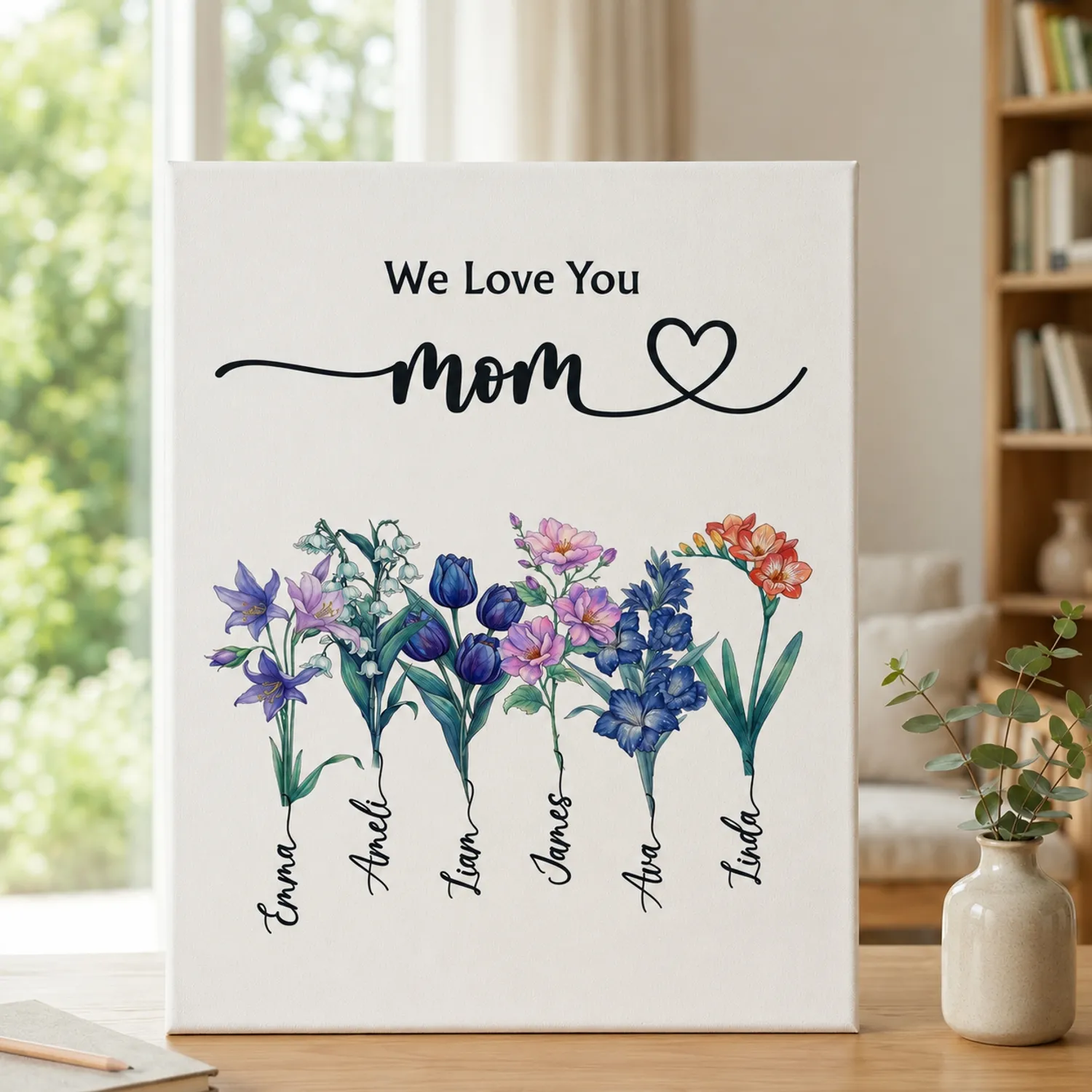 Personalized Mom Photo Canvas, Custom Family Photo Canvas for Mom - 1