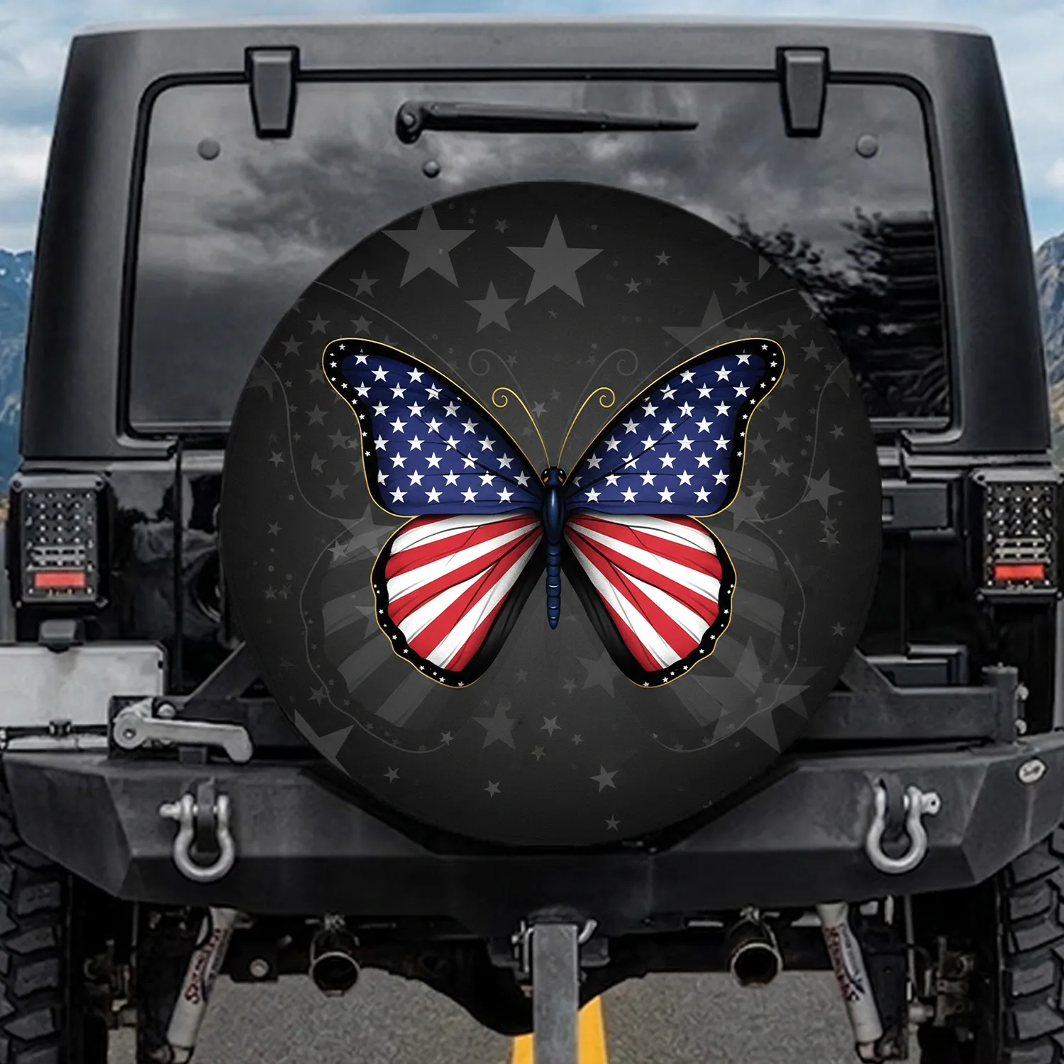 Butterfly American Flag Wings - Independence Day Gift for Patriotic Collectors Spare Tire Cover - 1