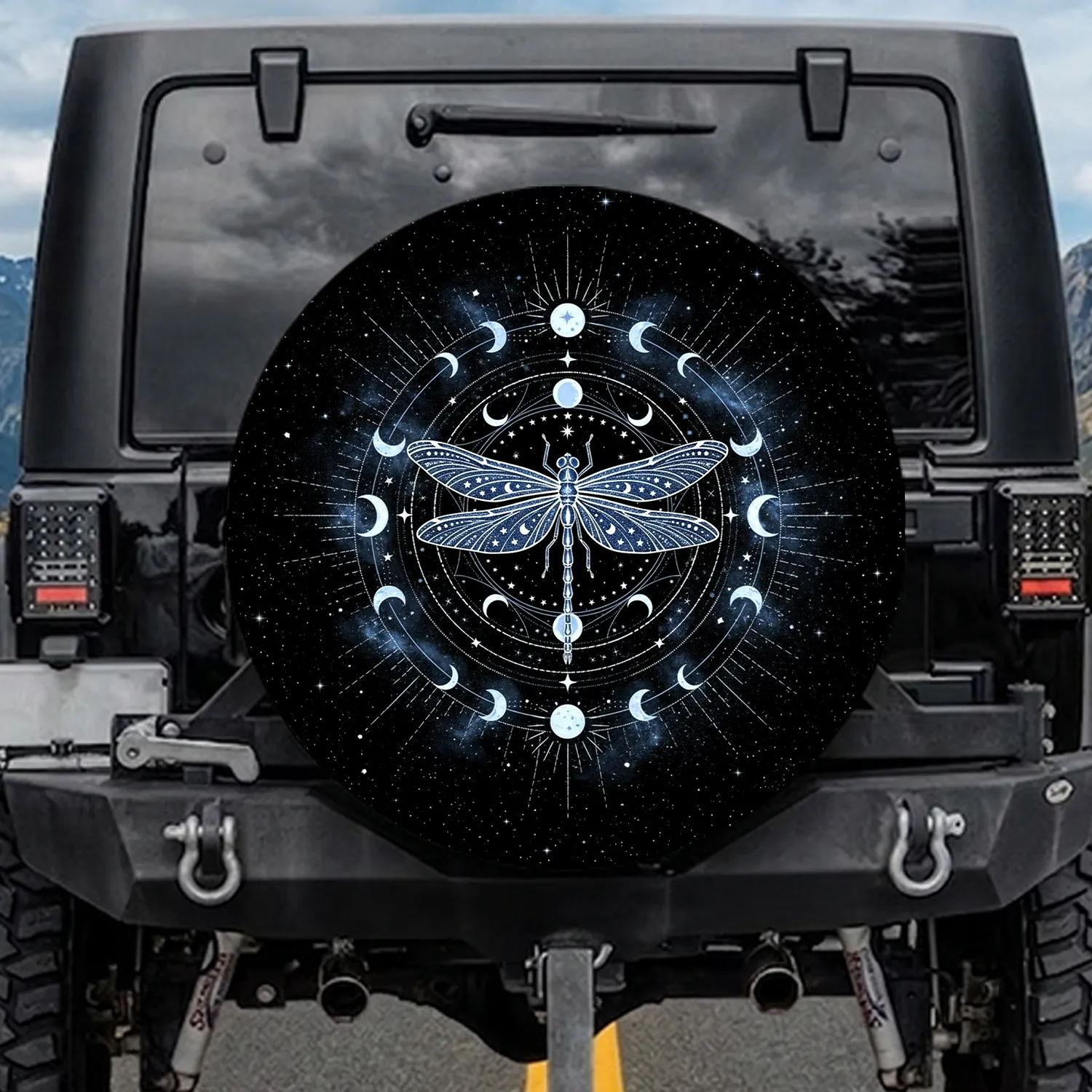 Dragonfly Moon Cosmic Night - Outdoor Lifestyle Gift Spare Tire Cover - 1