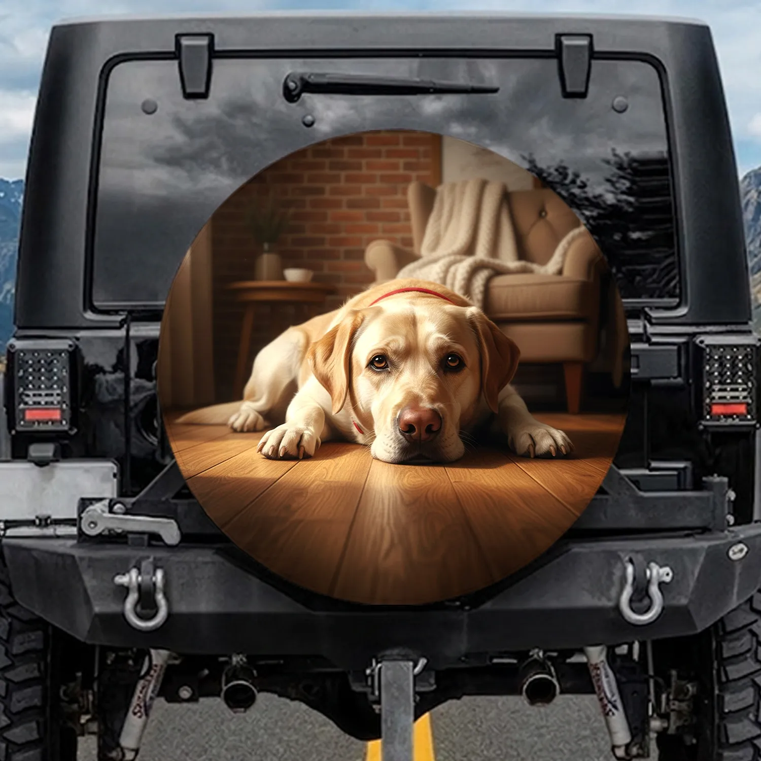 Relaxed Labrador Dog Cozy Home Interior - Home Decor Gift for Dog Lover Spare Tire Cover - 1
