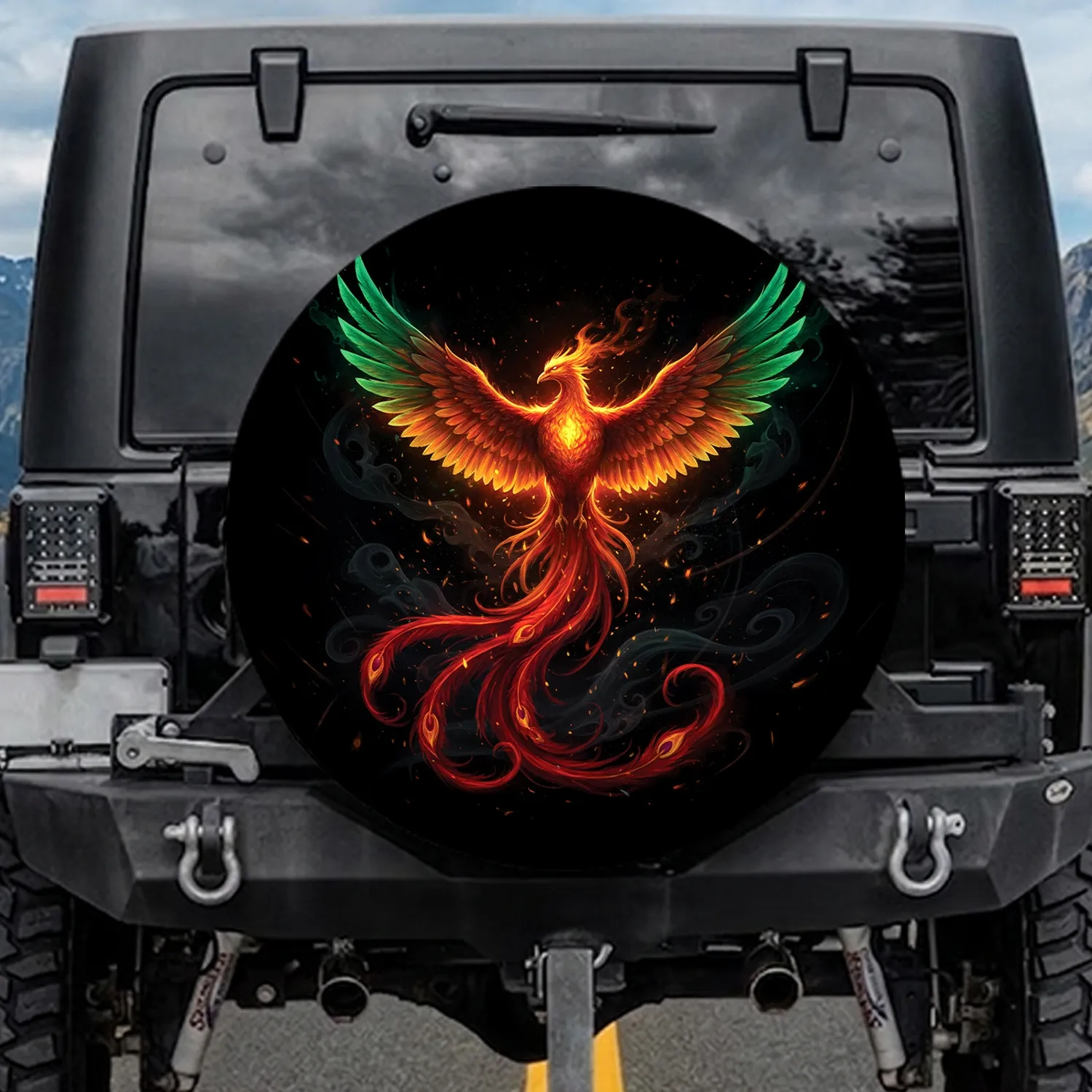 Ascending Phoenix - Home Decor Gift for Fantasy Lover Spare Tire Cover - 1