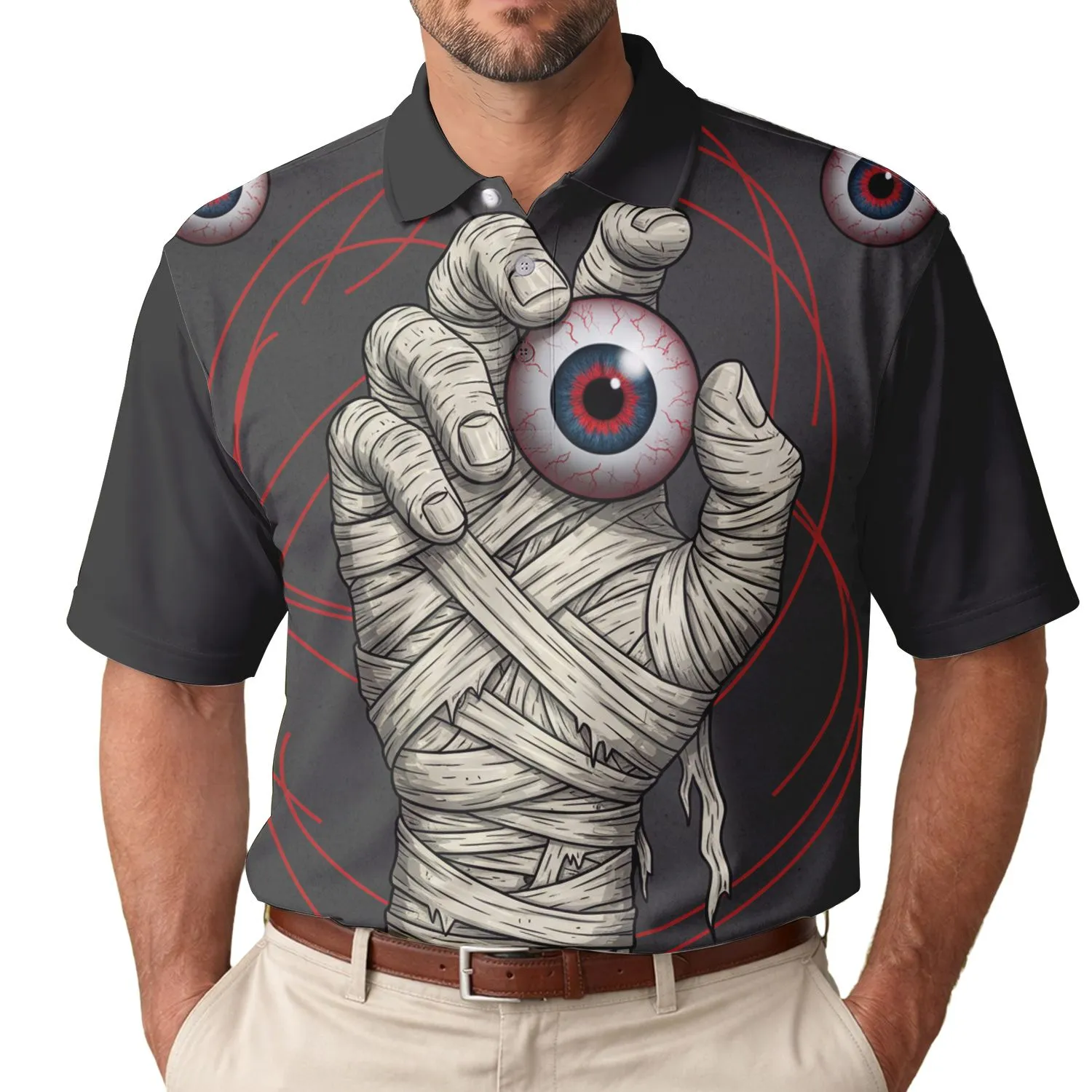 Mummified Hand Holding Human Eyeball Floating Eyeballs Gothic Macabre Lifestyle Gift Men's Polo Shirt - 1