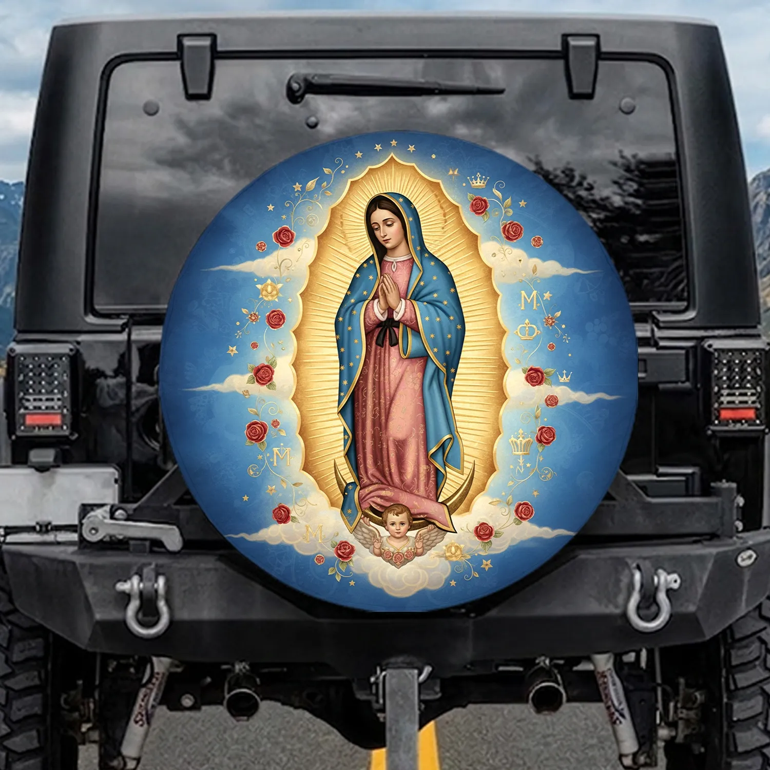 Our Lady of Guadalupe Radiant Light - Sacred Christian Faith Gift Spare Tire Cover - 1