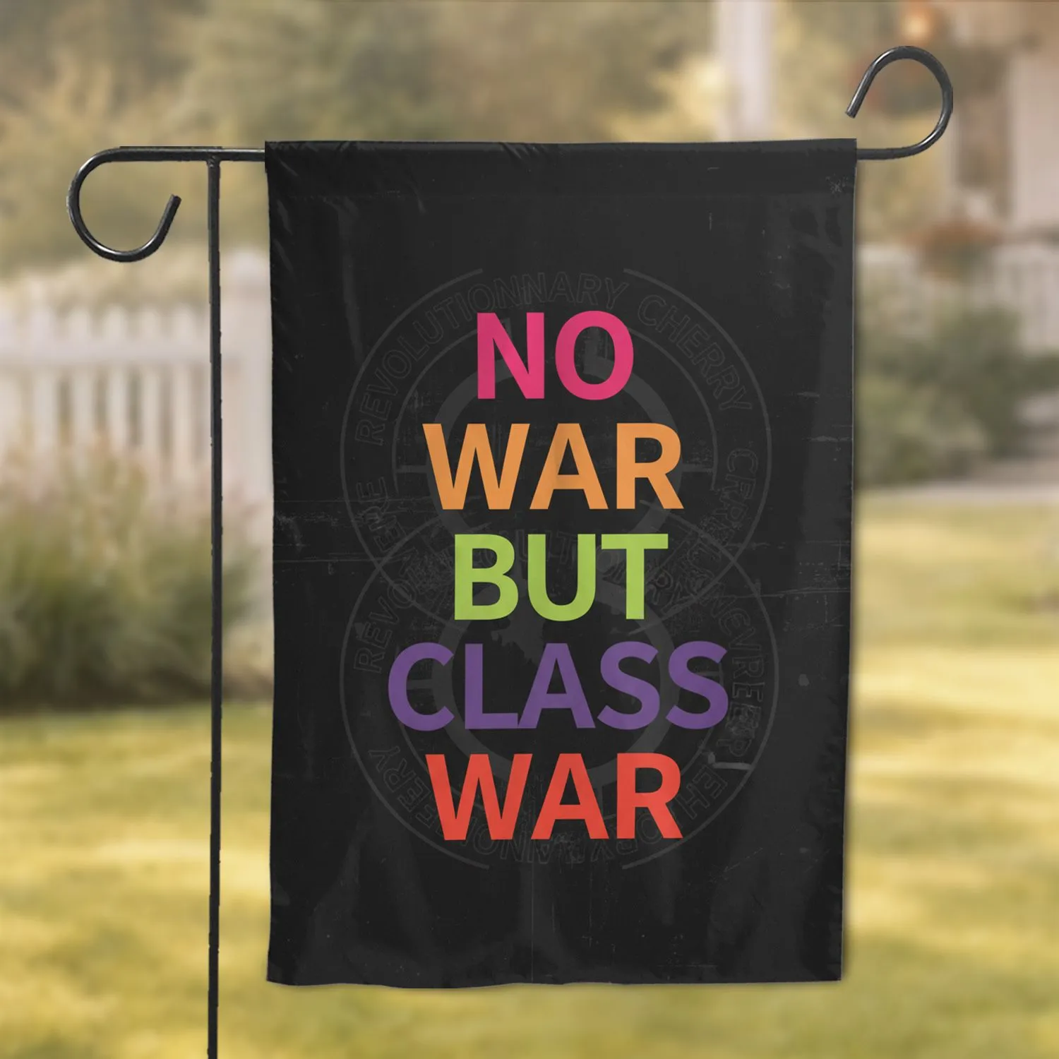 No War But Class War Statement Revolutionary Cherry - Activism Home Decor Gift Garden Flag - 1