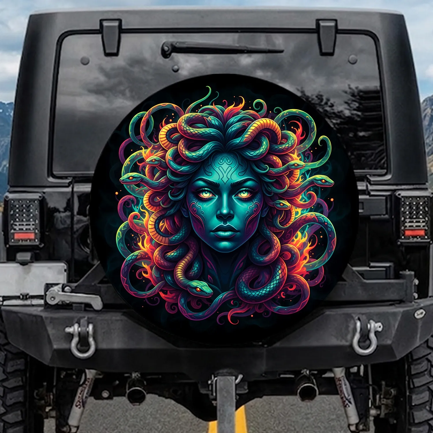 Medusa Head Snakes - Mythology Vehicle Decor Gift Spare Tire Cover - 1
