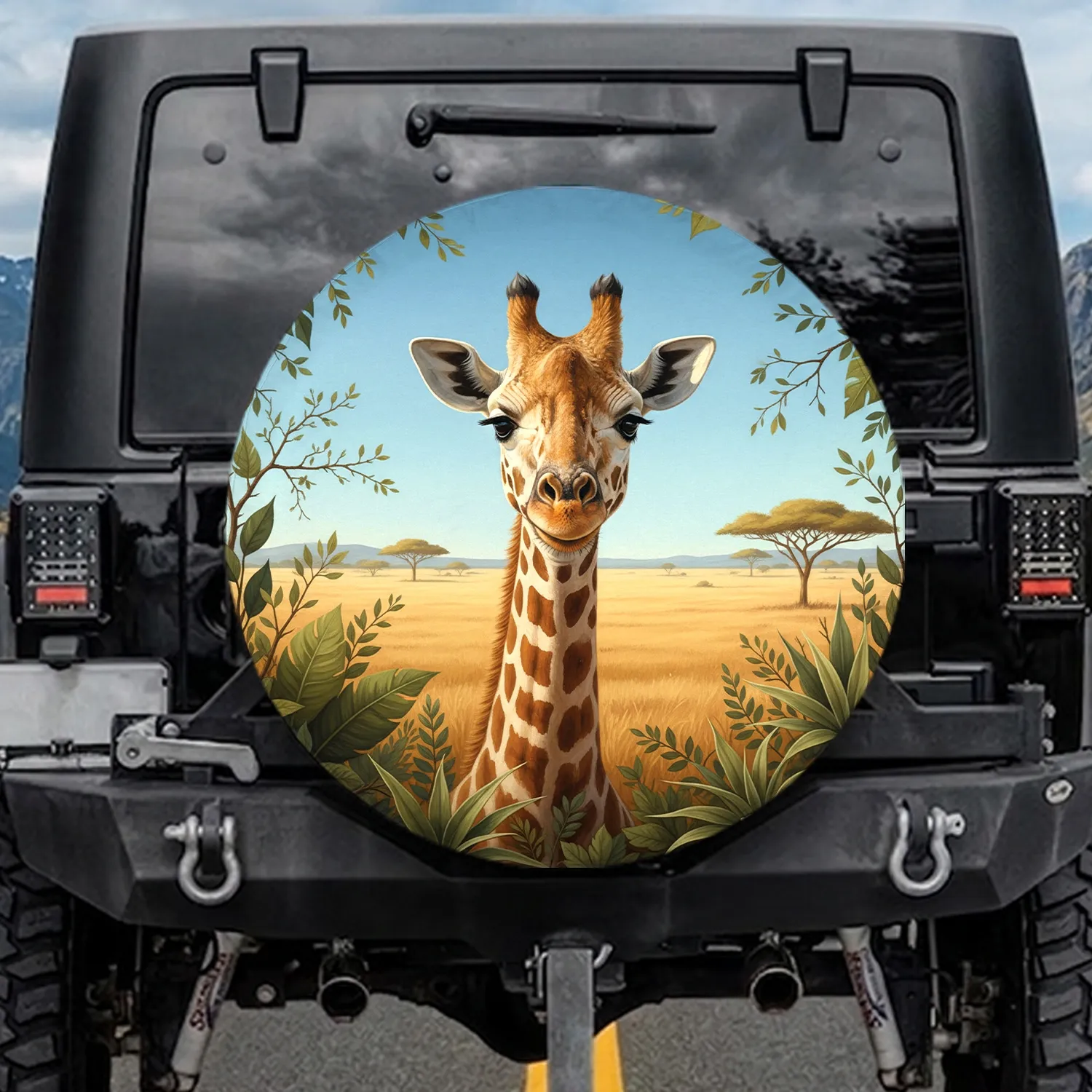 Majestic Giraffe African Savanna - Wildlife Lover Gift for Giraffe Lover Spare Tire Cover - 1