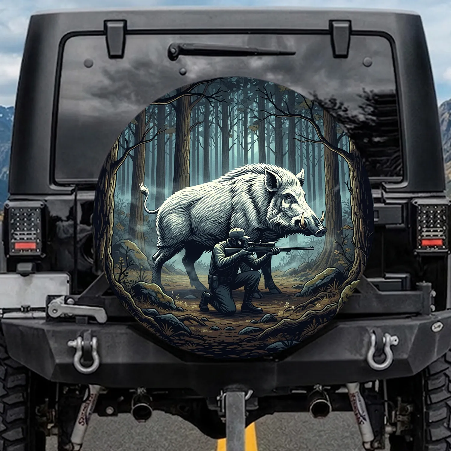 Razorback Boar Hunter Forest - Wildlife Lover Gift for Outdoorsmen Spare Tire Cover - 1