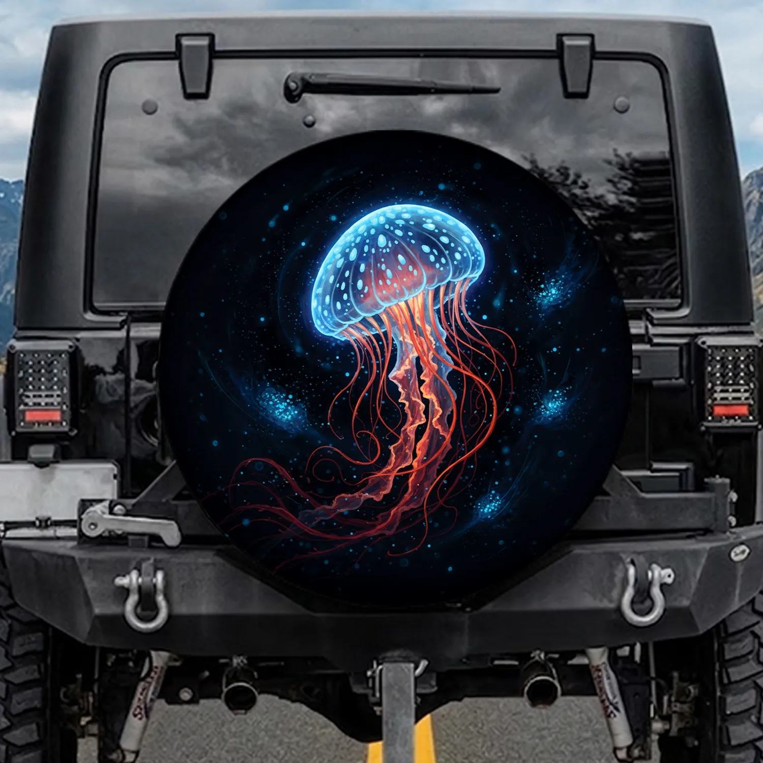 Majestic Bioluminescent Jellyfish Deep Sea - Aquatic Life Home Decor Gift Spare Tire Cover - 1