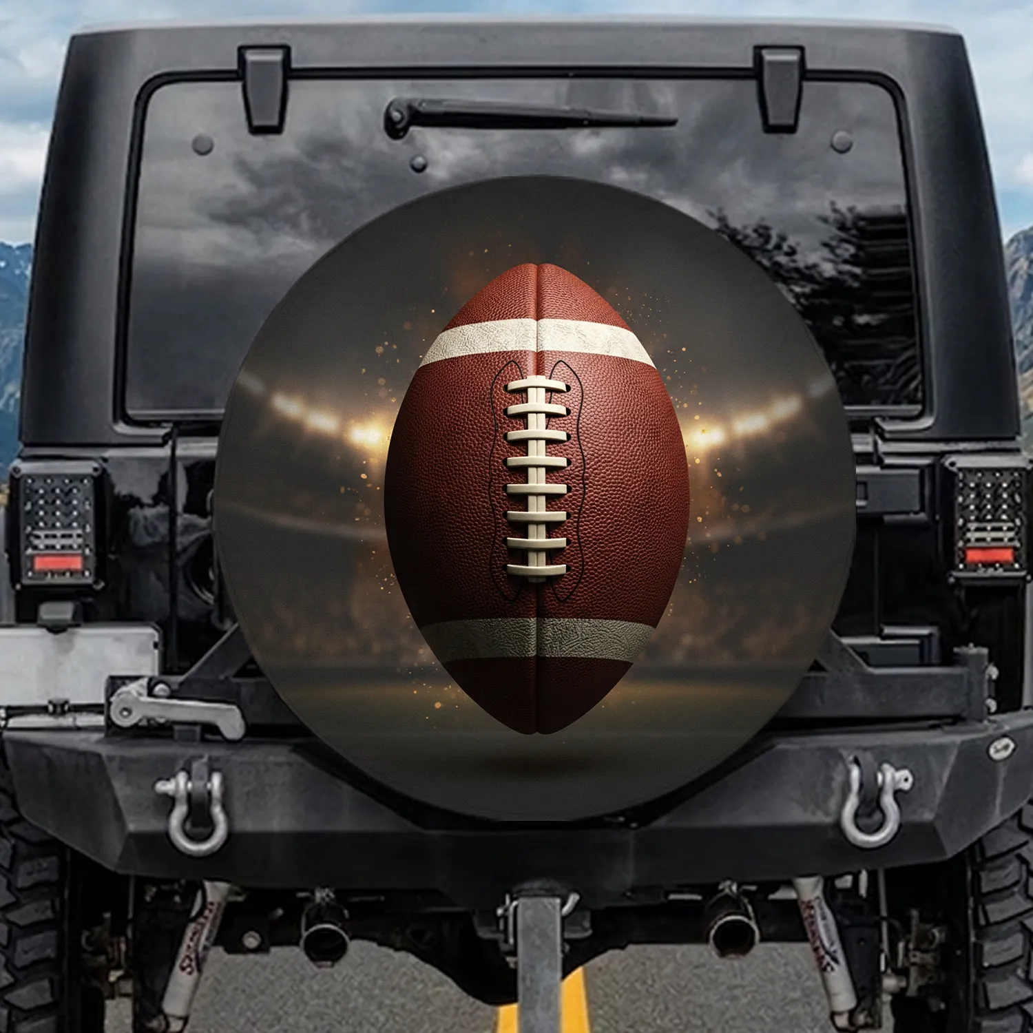 Worn Professional American Football Game Ball - Authentic Game Day Decor for Sports Fans Spare Tire Cover - 1