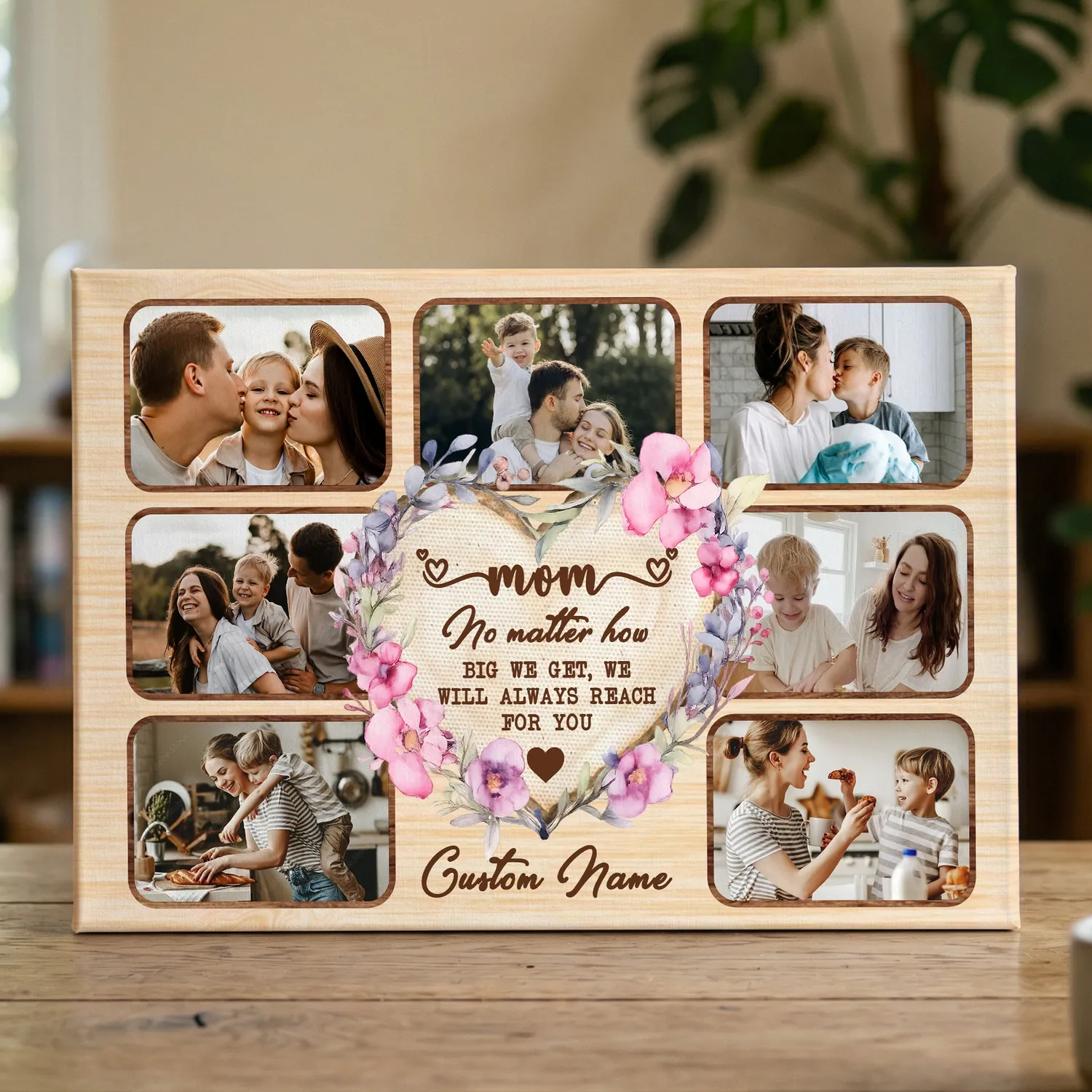 Personalized Mom Gift from Daughter Son, No Matter How Big We Get Canvas, Custom Photo Collage Print, Mother's Day Birthday Gift - 1