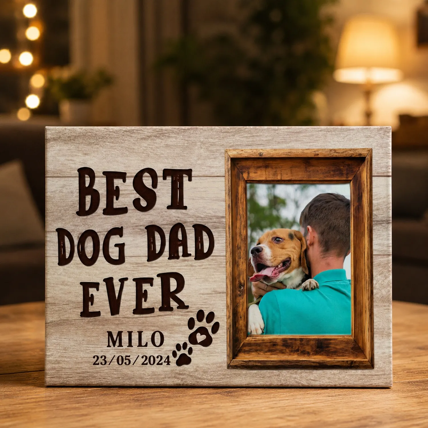 Personalized Best Dog Dad Ever Photo Canvas, Custom Dog Dad Gift with Pet Name, Fathers Day Gift for Dog Lover - 1
