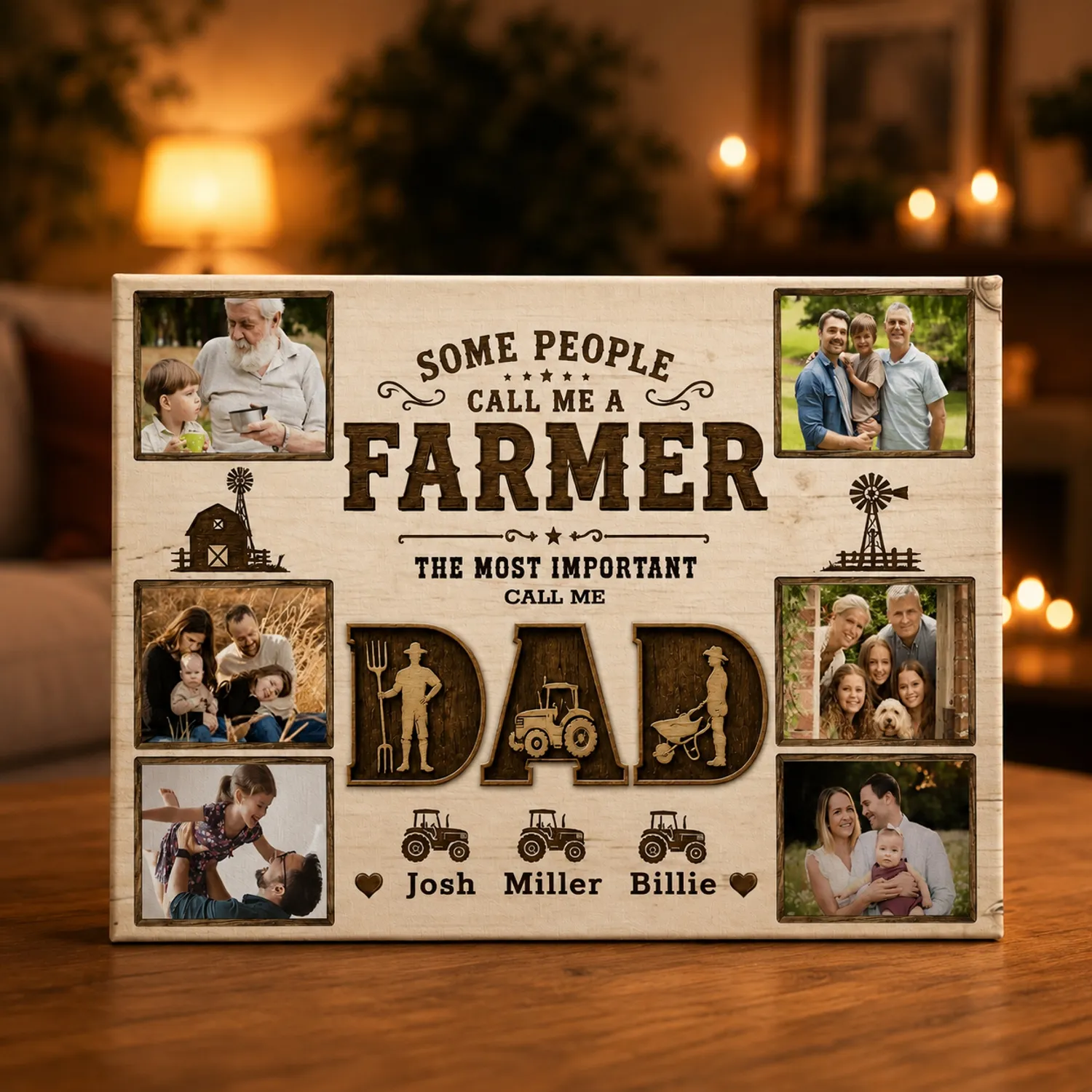 Personalized Photo Canvas Prints, Gift For Father's Day, Gift For Farmer, Some People Call Me A Farmer The Most Important Call Me Dad - 1