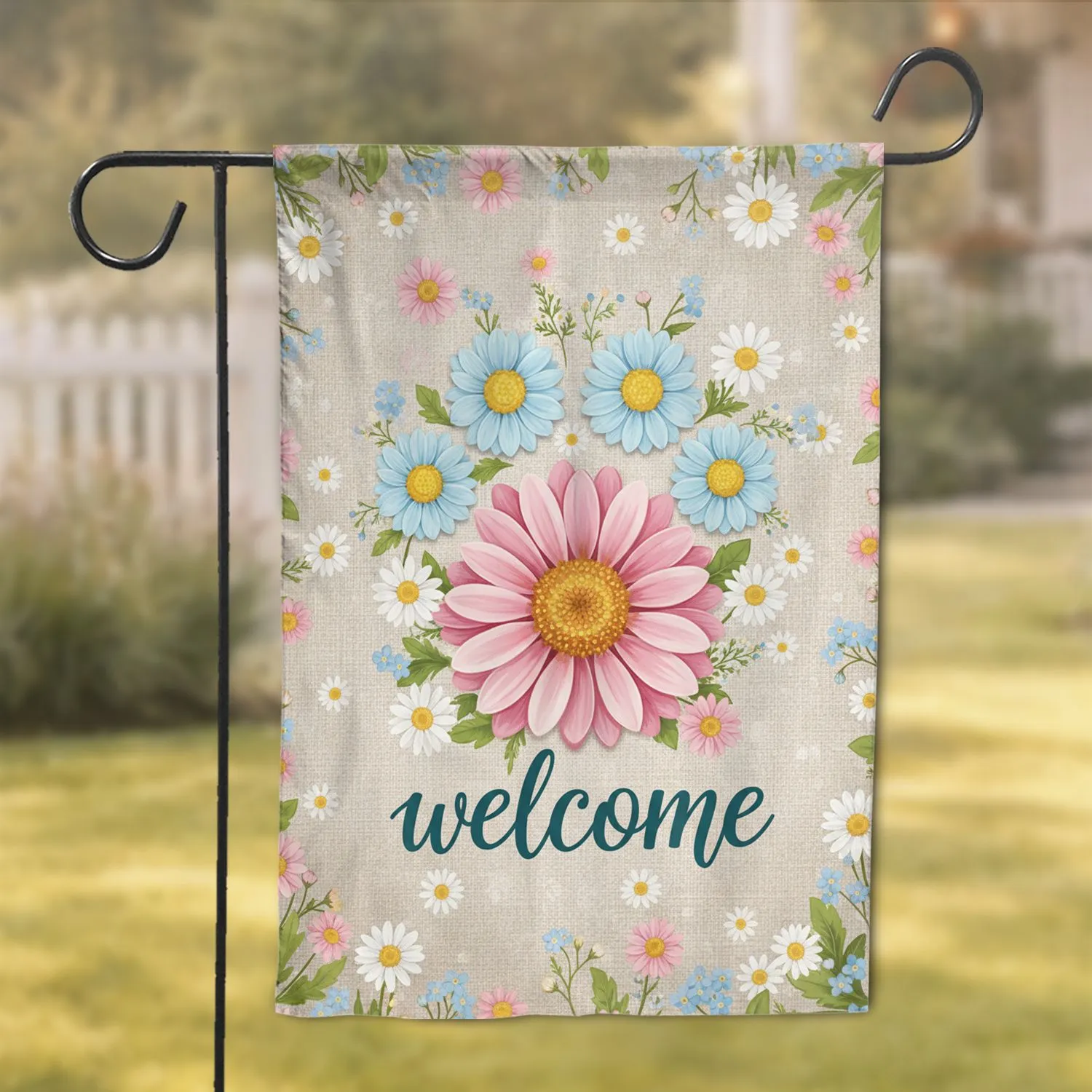 Floral Paw Print Welcome - Home Decor Gift for Pet Lover Garden Flag - 1