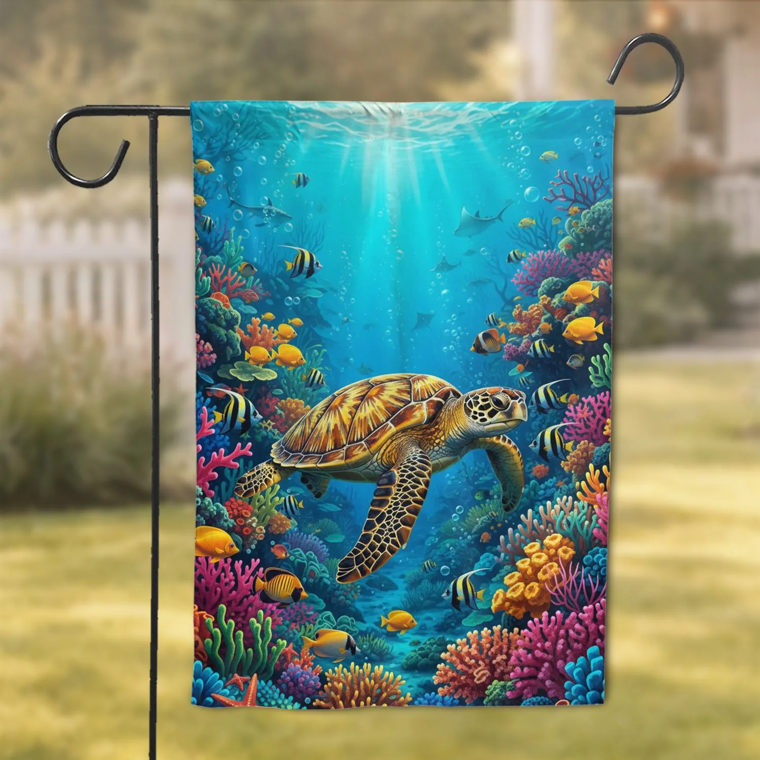 Majestic Sea Turtle Tropical Coral Reef Ocean - Home Decor Gift for Marine Life Enthusiast Garden Flag - 1
