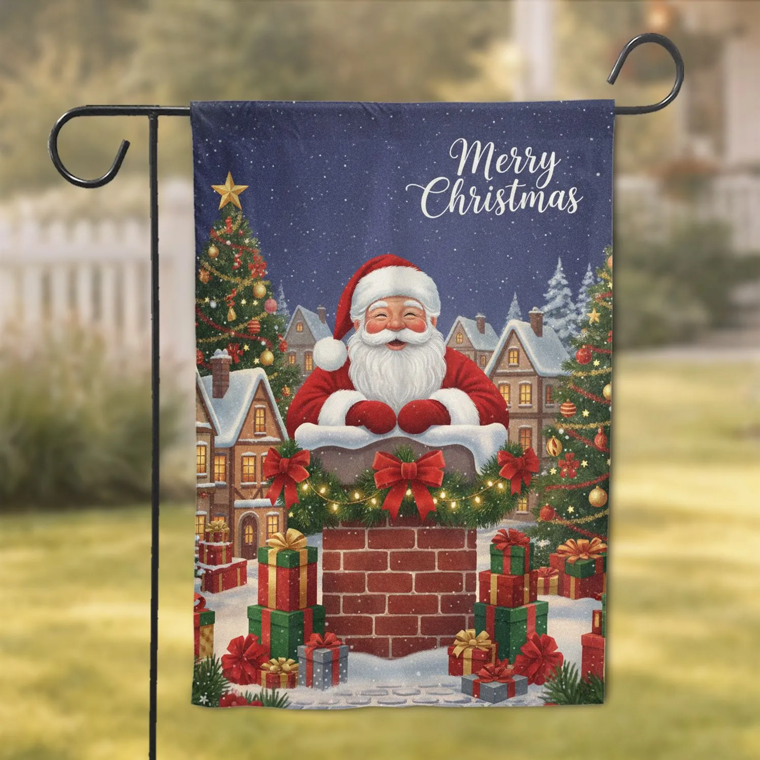 Merry Christmas From Europe Santa Village - Holiday Home Decor Gift Garden Flag - 1