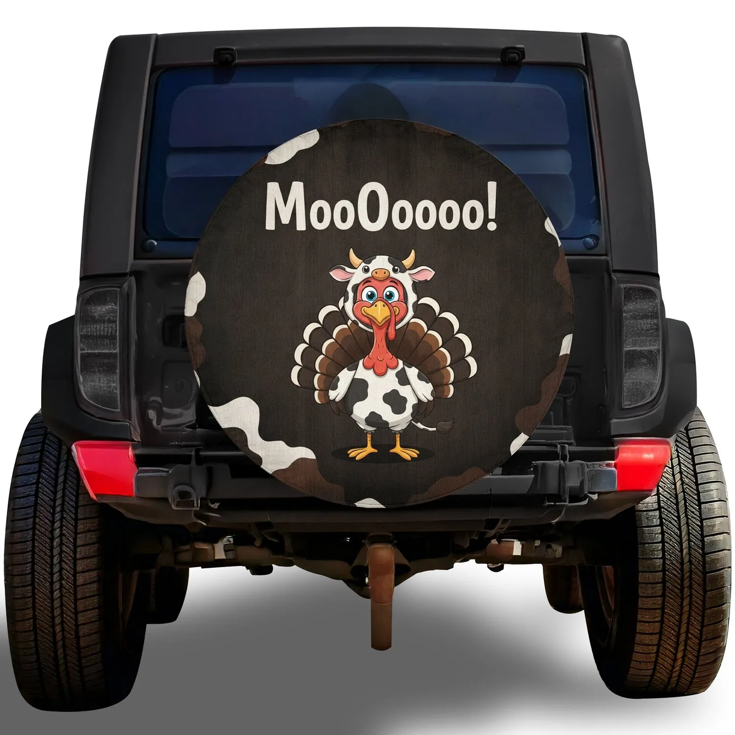 Humorous Turkey Cow Costume Red Wattle MooOoooo - Farmhouse Decor Gift for Cow Lover Spare Tire Cover - 1