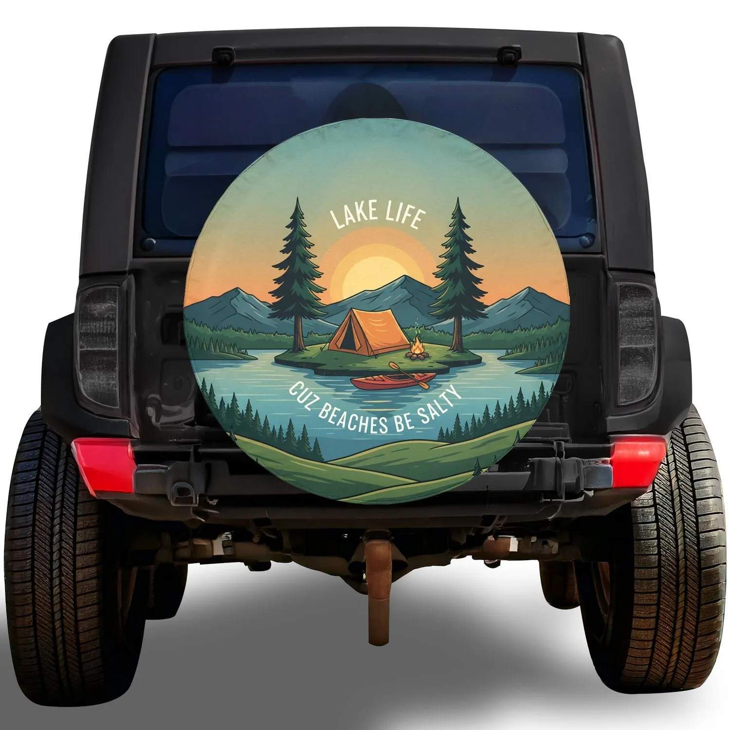 Lake Life Camping Kayak Mountains - Outdoor Adventure Gift Spare Tire Cover - 1