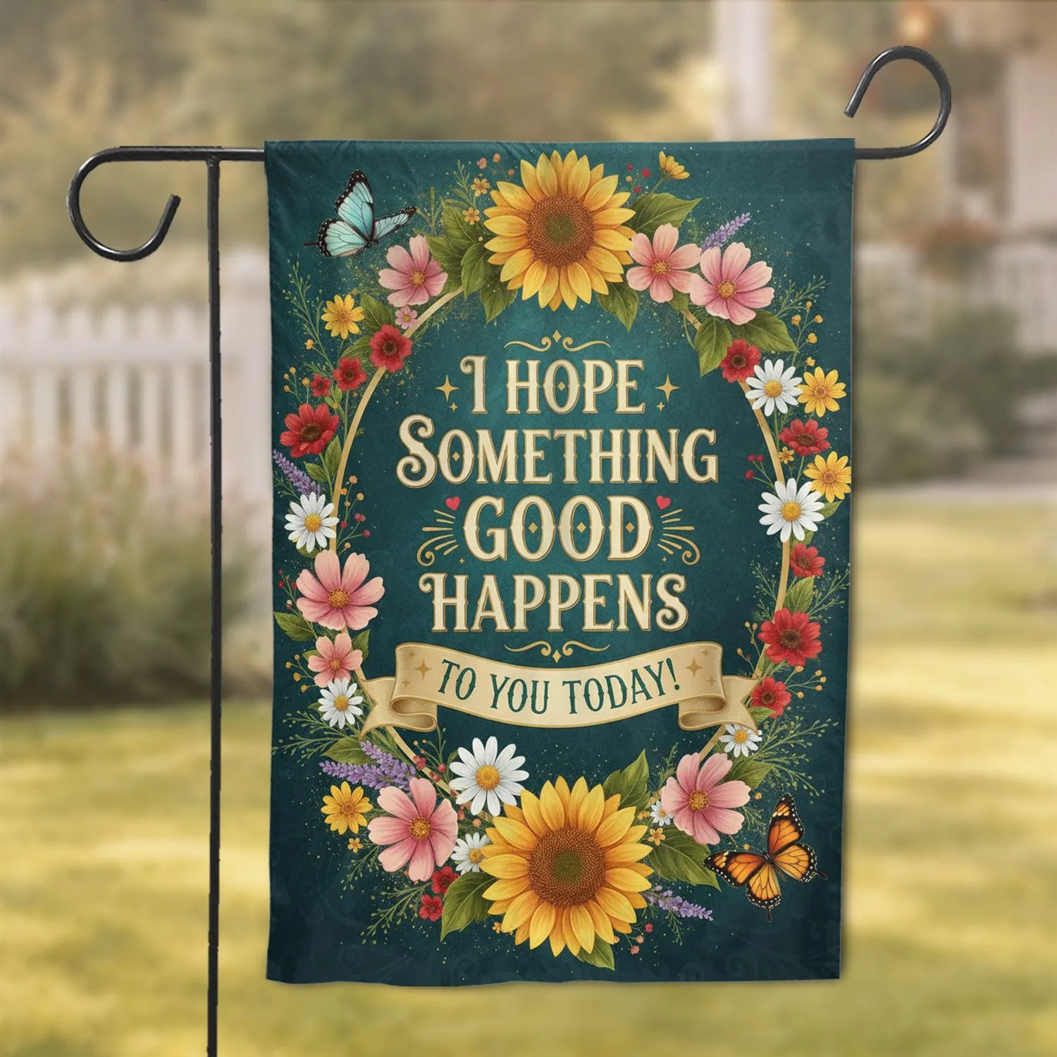 Hope Message Wildflower Garden Butterflies - Everyday Home Decor Gift Garden Flag - 1