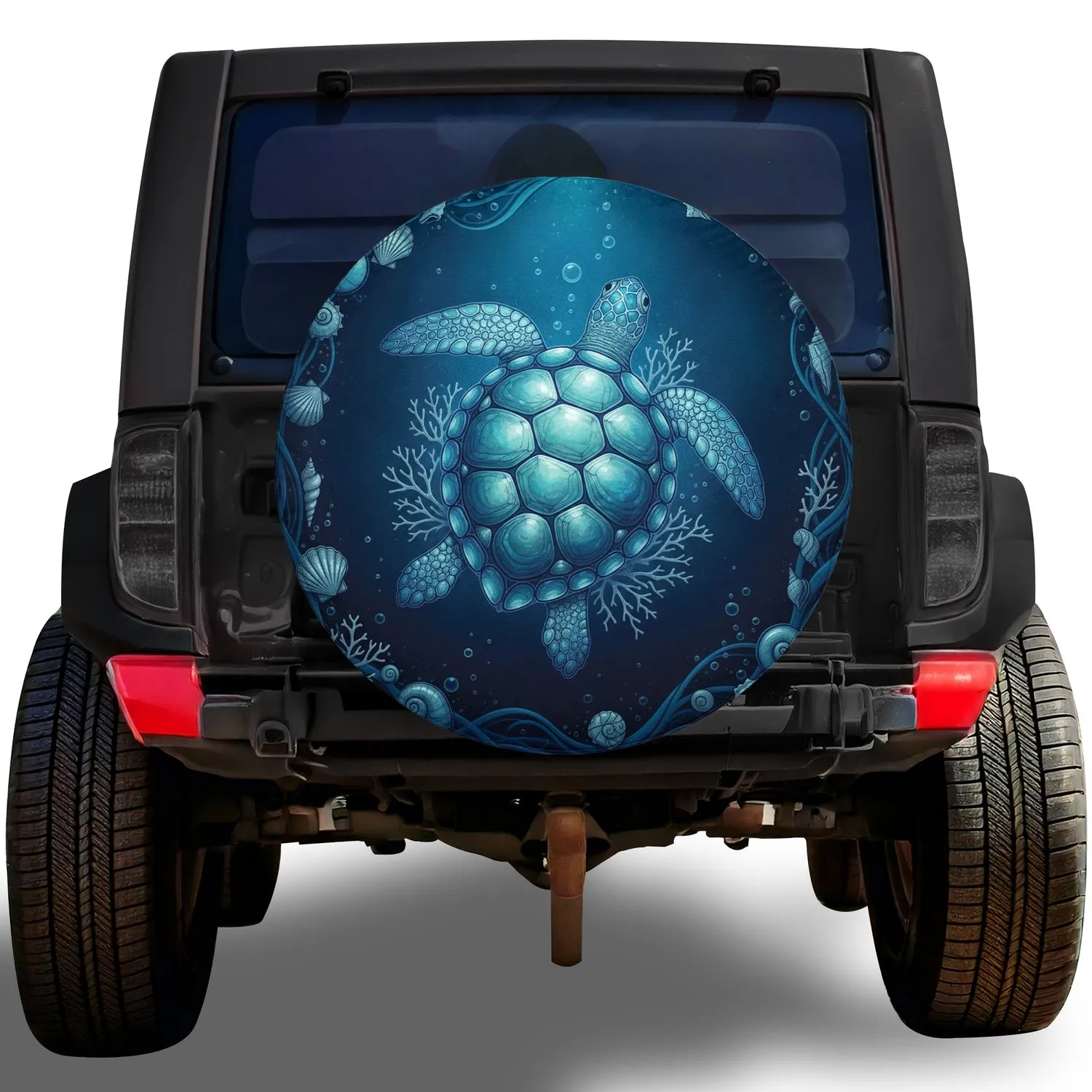 Sea Turtle Seashells Coral Deep Ocean - Marine Life Lover Gift Spare Tire Cover - 1