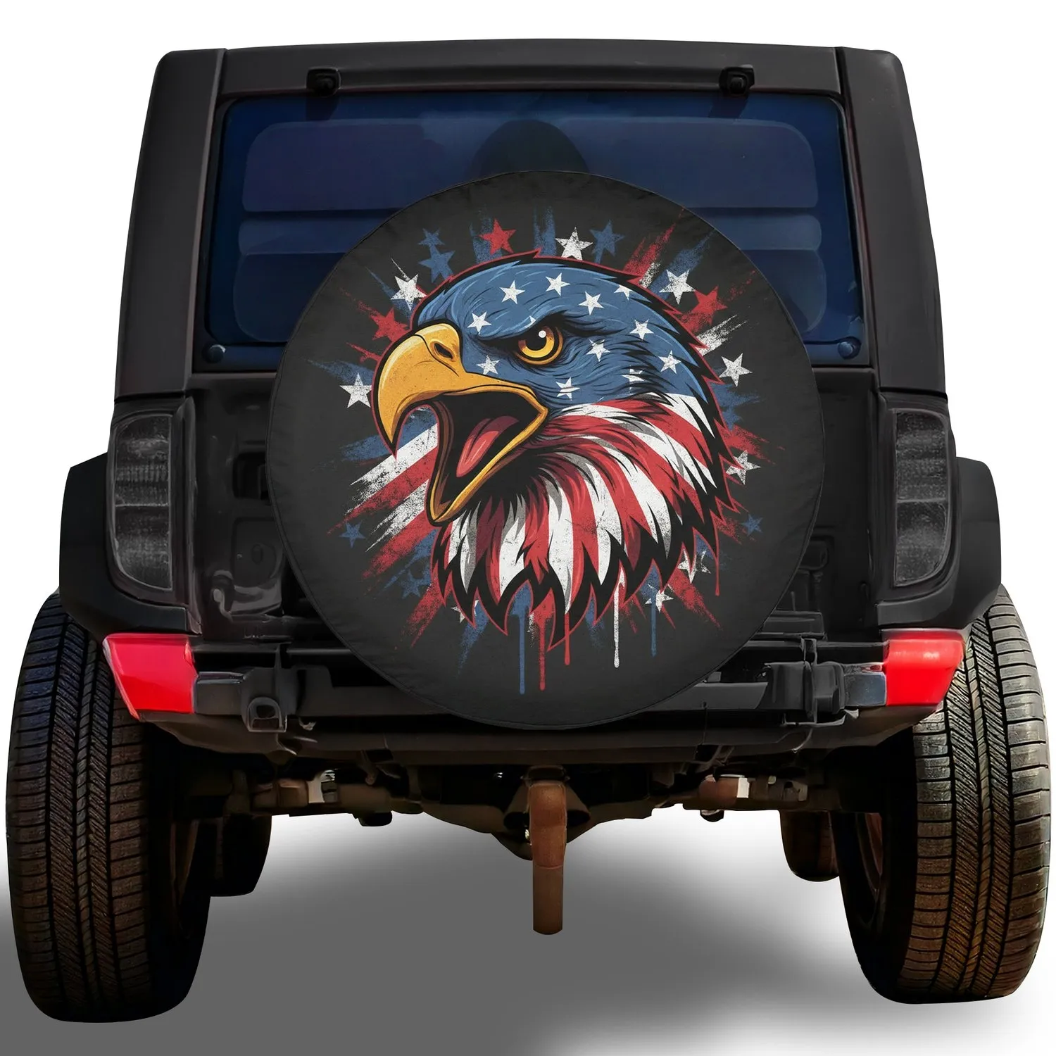 Bald Eagle American Flag Stars Stripes - Independence Day Gift for Veterans Spare Tire Cover - 1