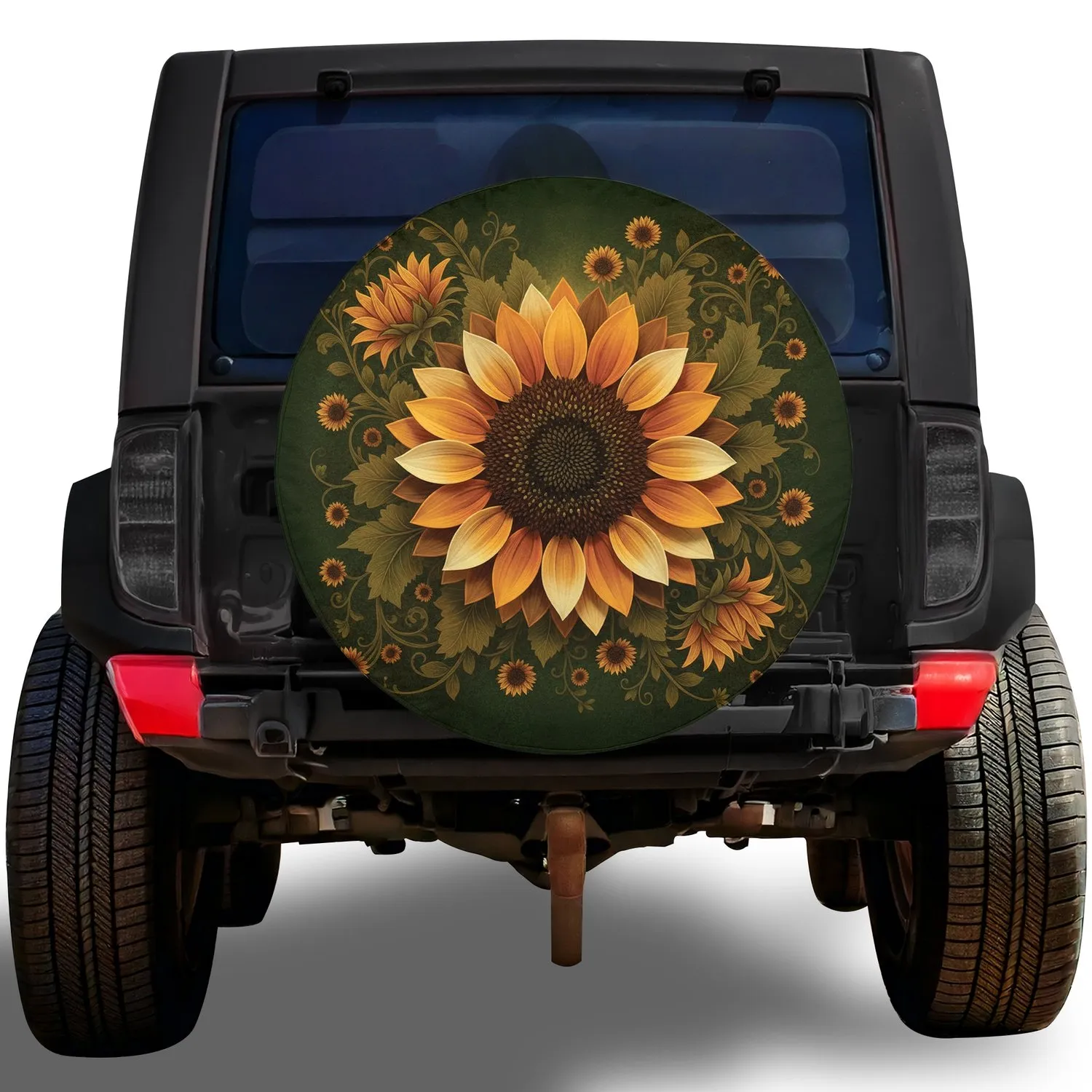 Layered Sunflower Seed Head Buds Tendrils - Outdoor Garden Lover Vehicle Travel Gift Spare Tire Cover - 1