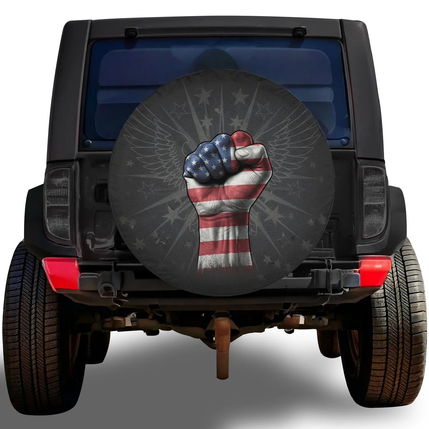 American Flag Clenched Fist - Independence Day Gift for Veterans Spare Tire Cover - 1