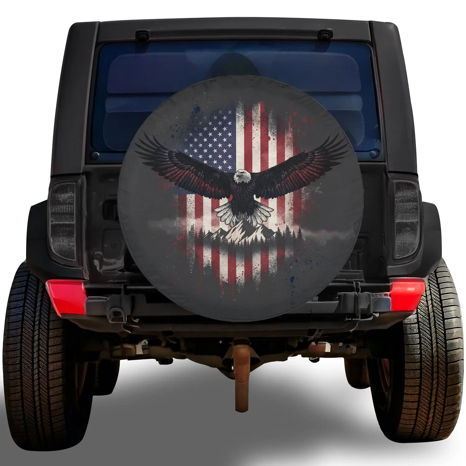 Bald Eagle American Flag Rugged Patriotic - Independence Day Gift for Veterans Spare Tire Cover - 1