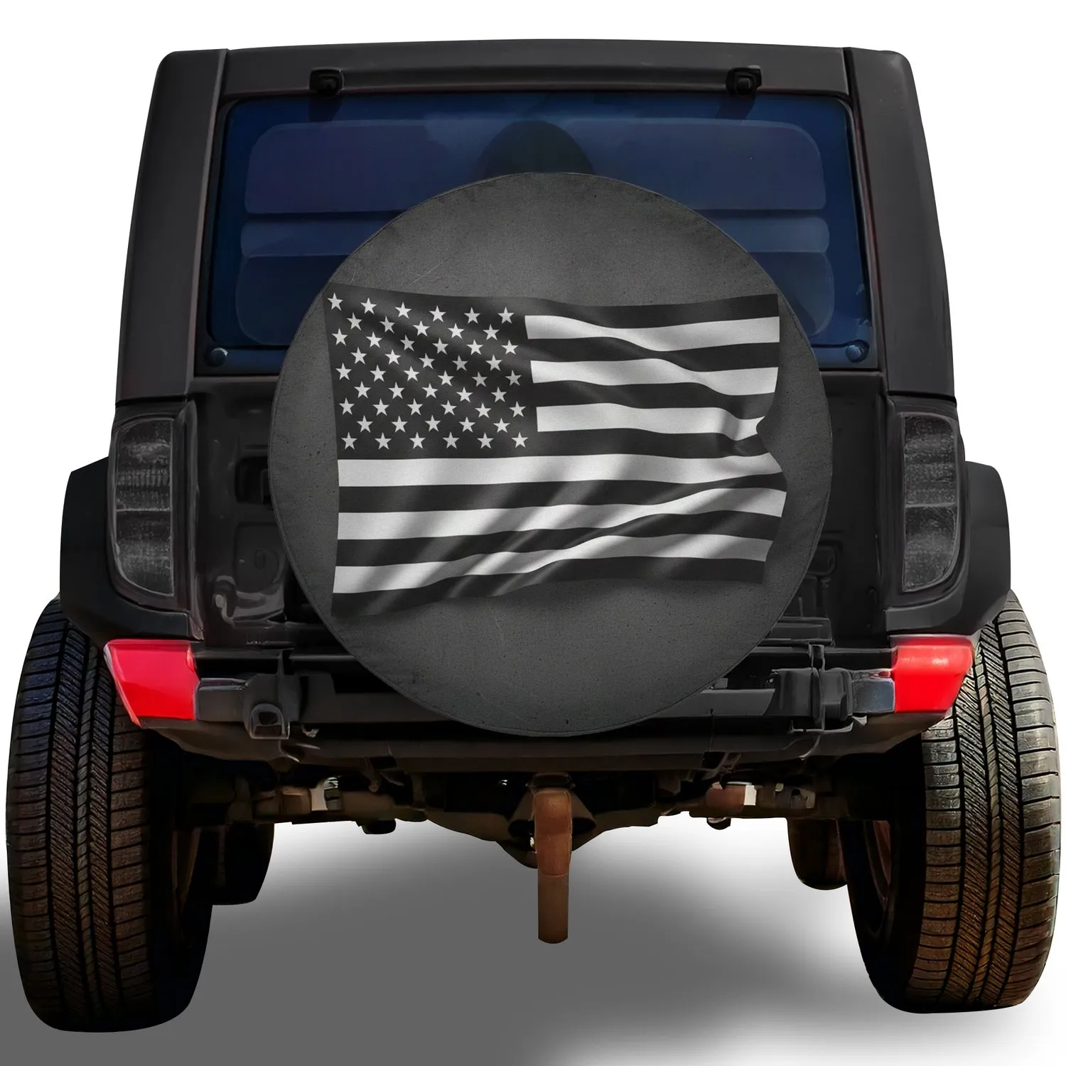 Monochrome American Flag - Independence Day Gift for Veterans Spare Tire Cover - 1
