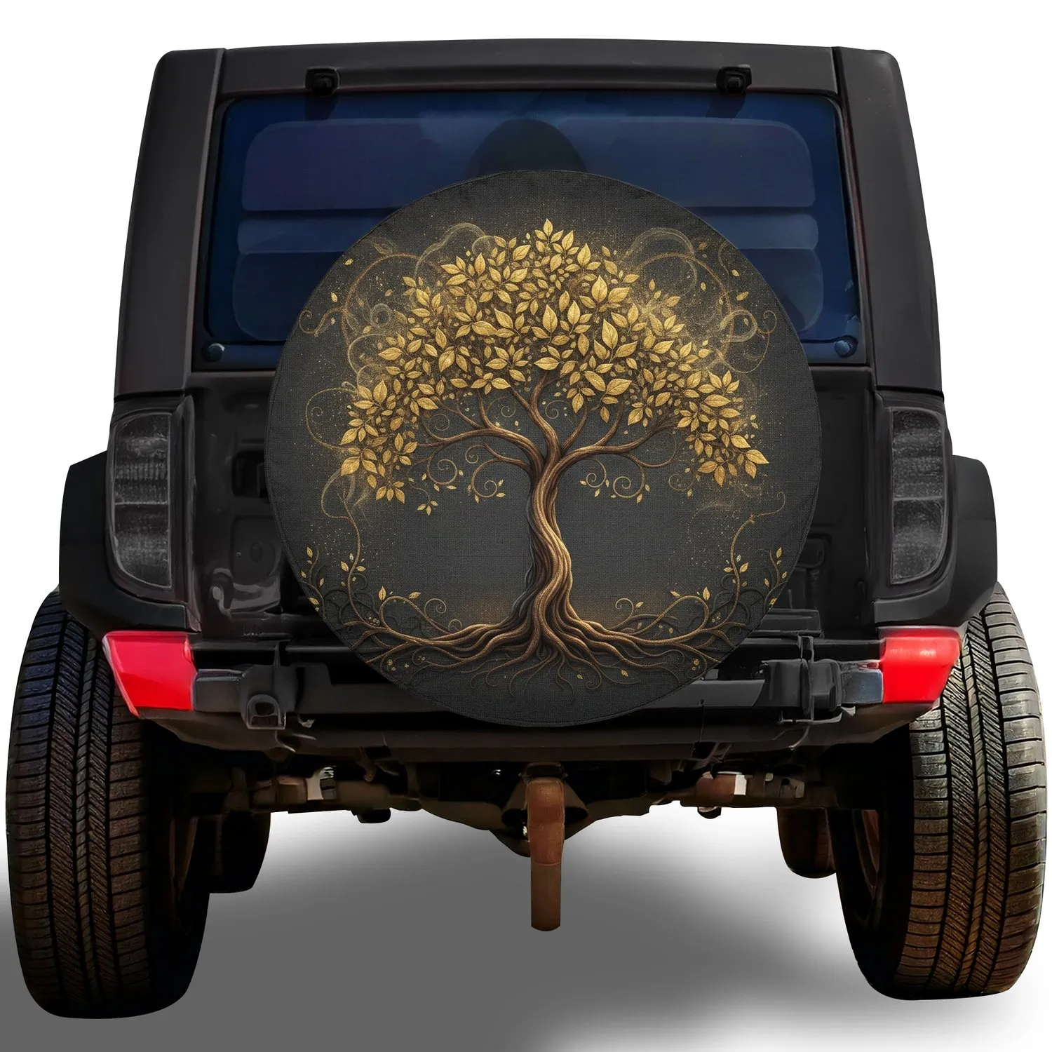 Tree of Life Golden Leaves Bronze Vines - Home Decor Gift for Nature Lover Spare Tire Cover - 1