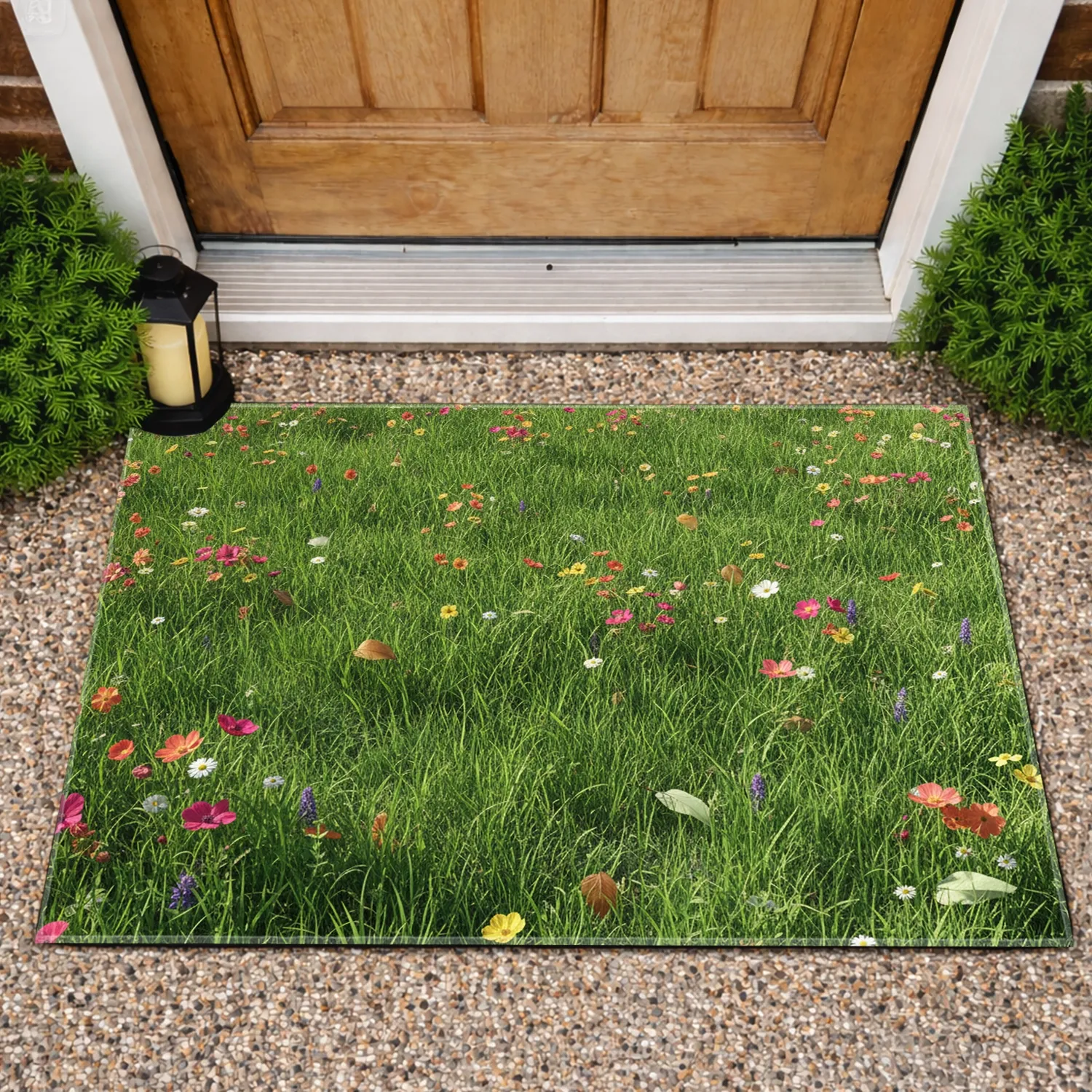 Colorful Wildflower Meadow Blossoms Fallen Leaves - Home Decor Gift for Garden Lover Doormat - 1