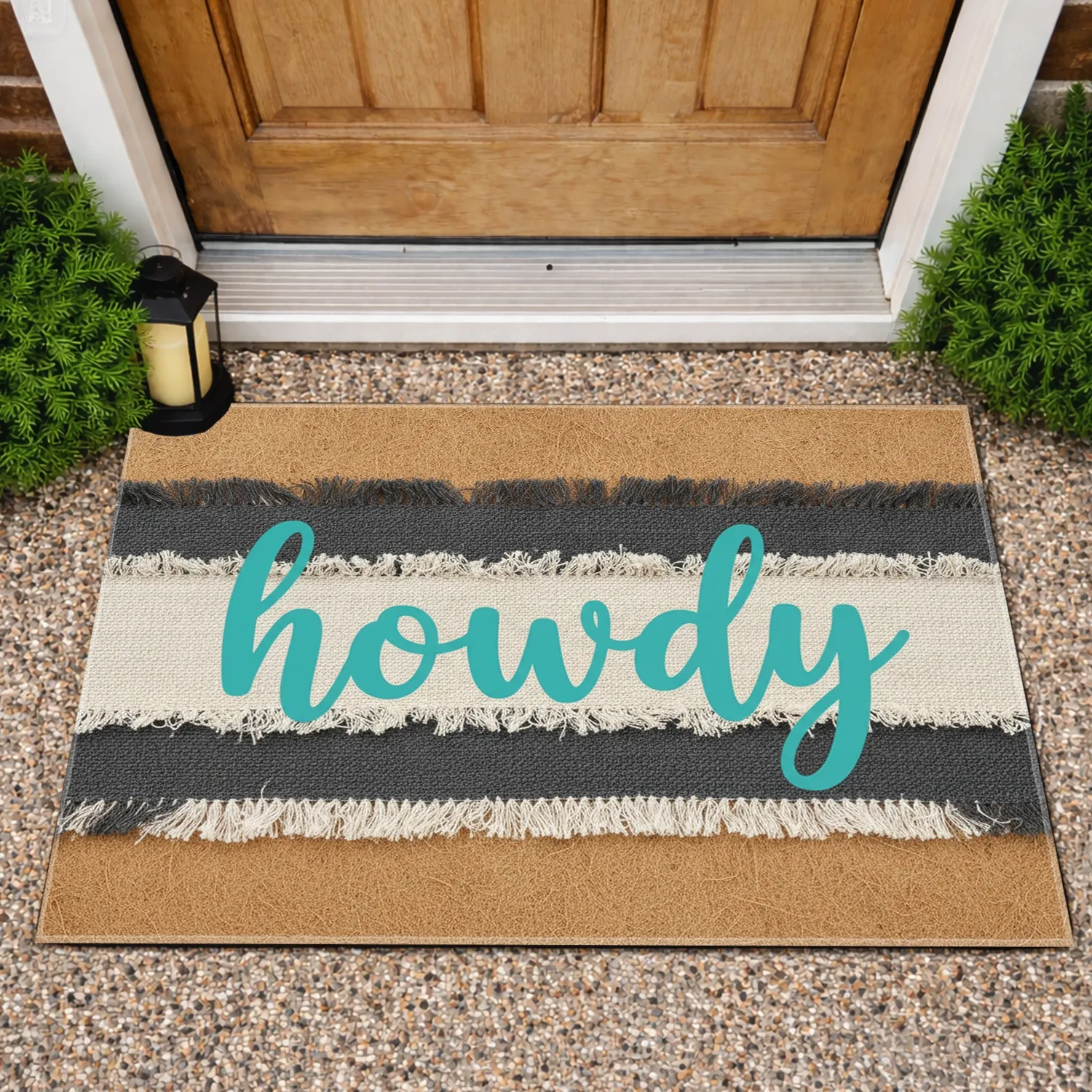 Howdy Script Text Rustic Farmhouse Home Decor Gift Doormat - 1