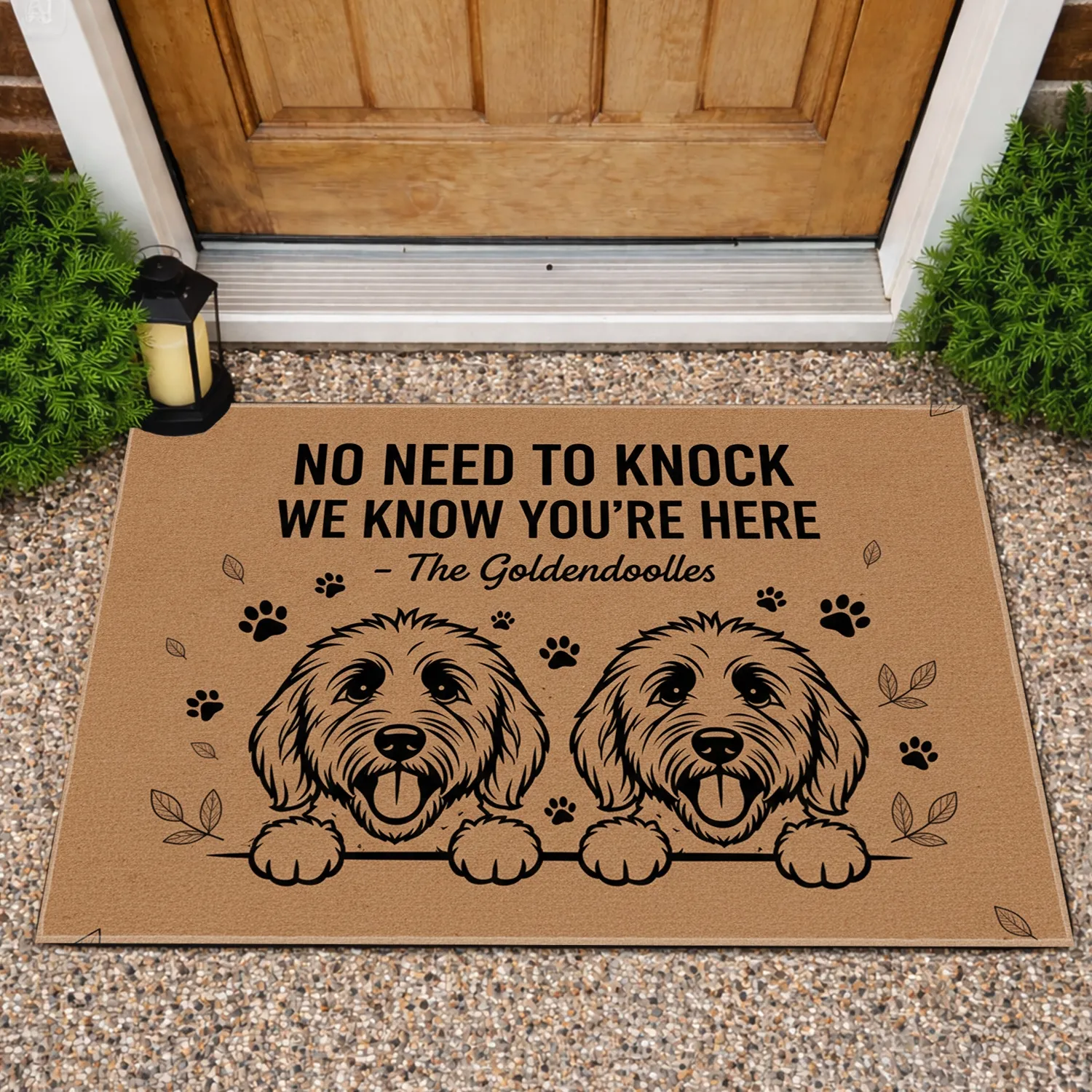 Goldendoodle Dog Faces Peeking - Everyday Entryway Decor Gift for Dog Owners Doormat - 1