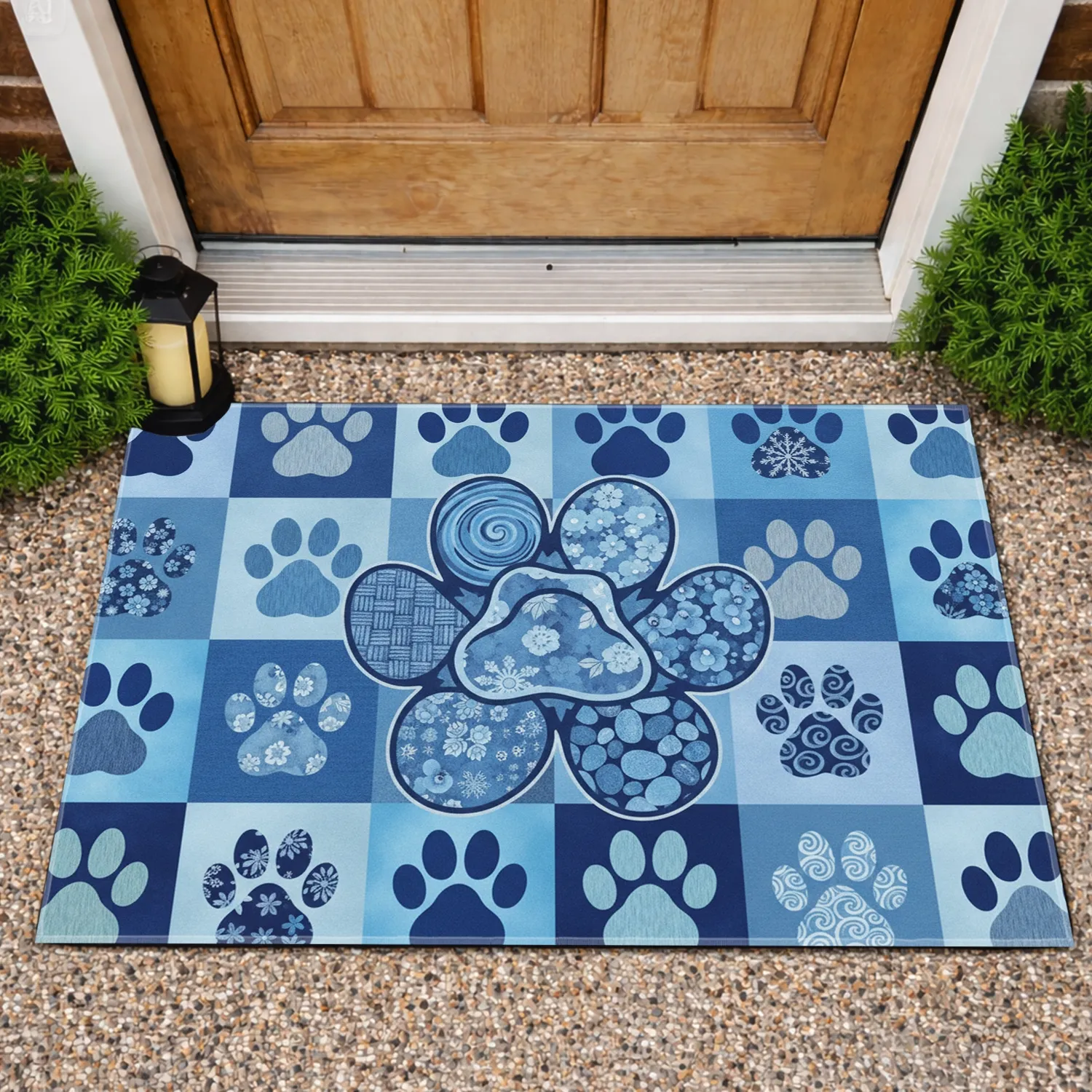 Paw Print Mosaic Patchwork - Home Decor Gift for Pet Owners Doormat - 1