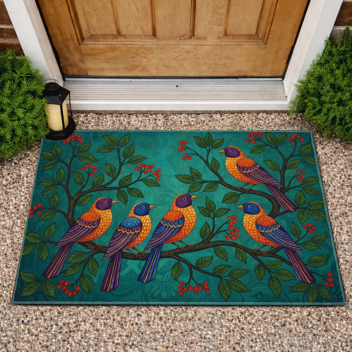 Birds Thick Gnarled Branches Foliage - Wildlife Lover Home Decor Gift for Bird Lover Doormat - 1