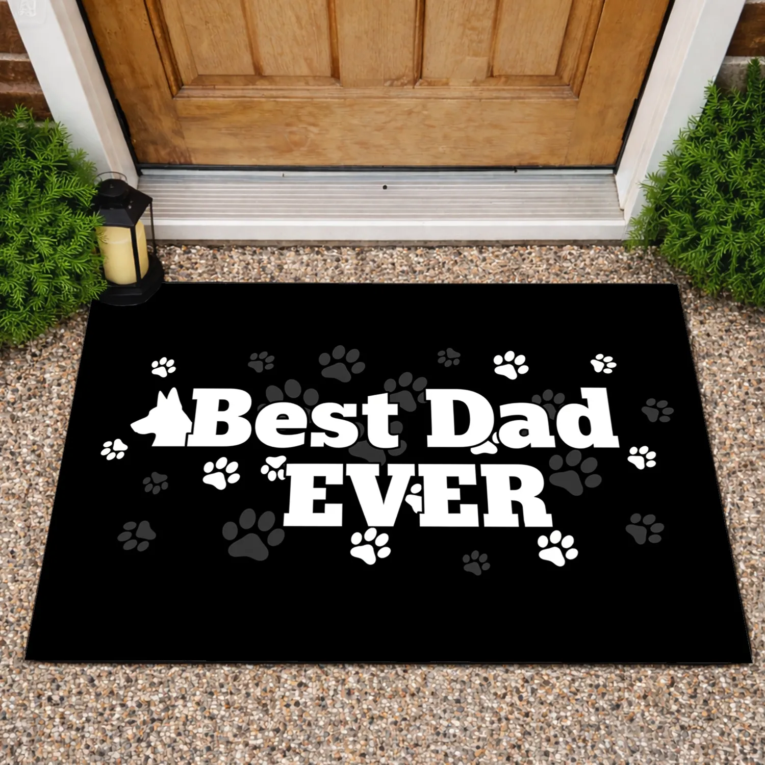 Best Dad EVER Dog Silhouette Paw Prints - Father's Day Gift for Dad Doormat - 1