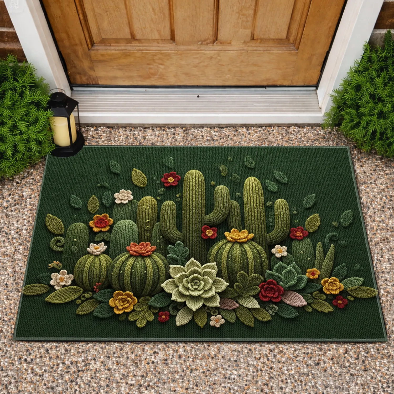 Desert Cacti Succulent Flowers - Botanical Home Decor Gift for Plant Lover Doormat - 1