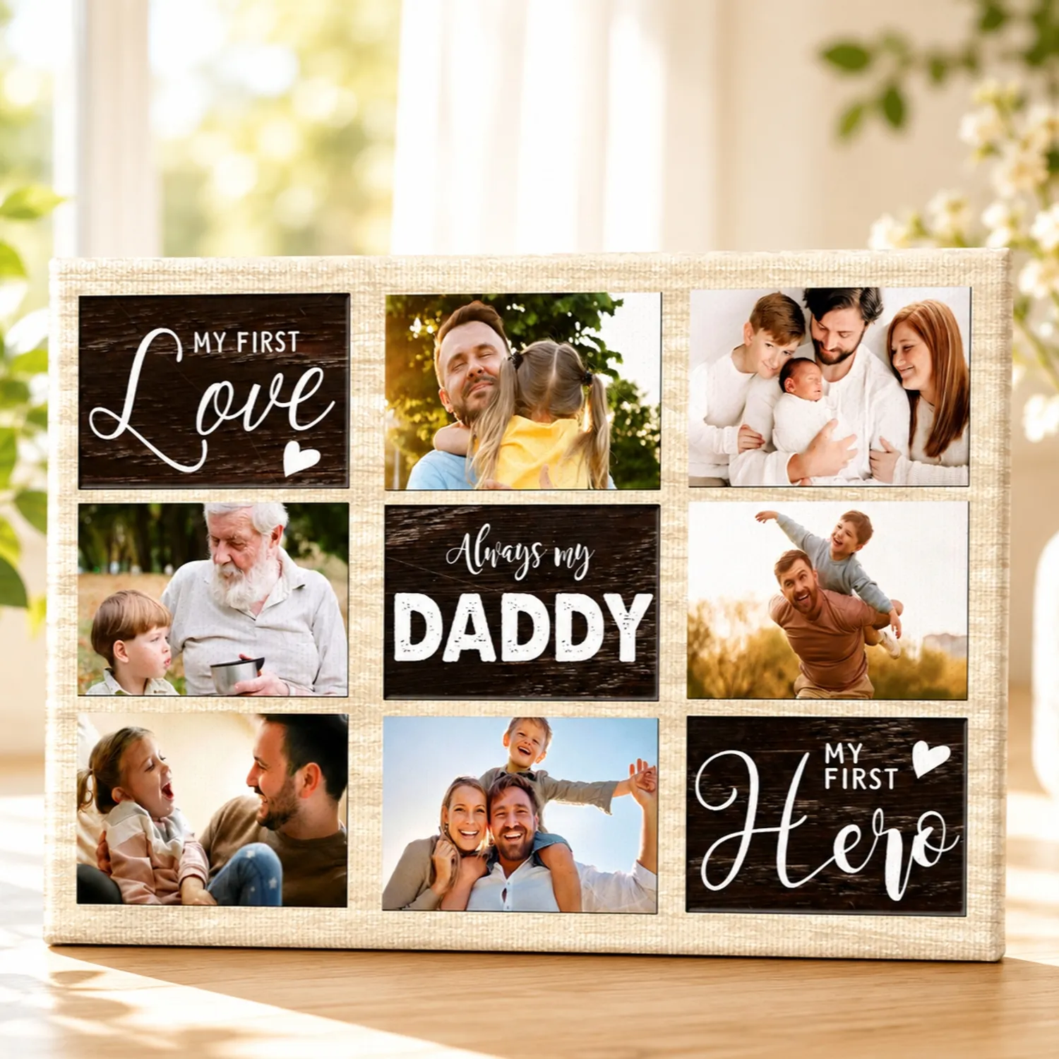 Personalized Father's Day Gift For Dad, Custom Photo Collage Canvas, My First Love My First Hero Wall Art, Gift From Daughter - 1