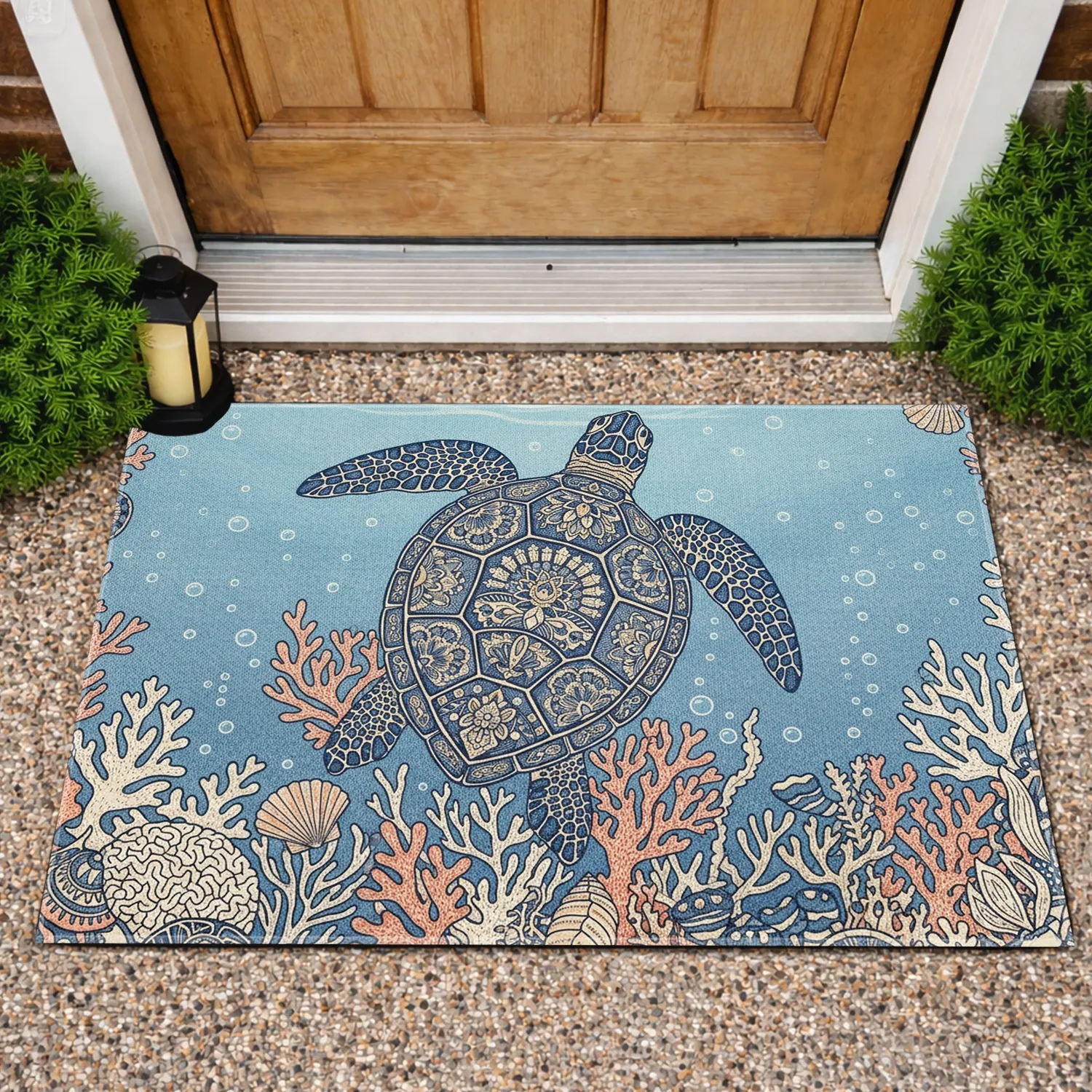 Sea Turtle Coral Reef Ocean Scene - Home Decor Gift for Ocean Lover Doormat - 1