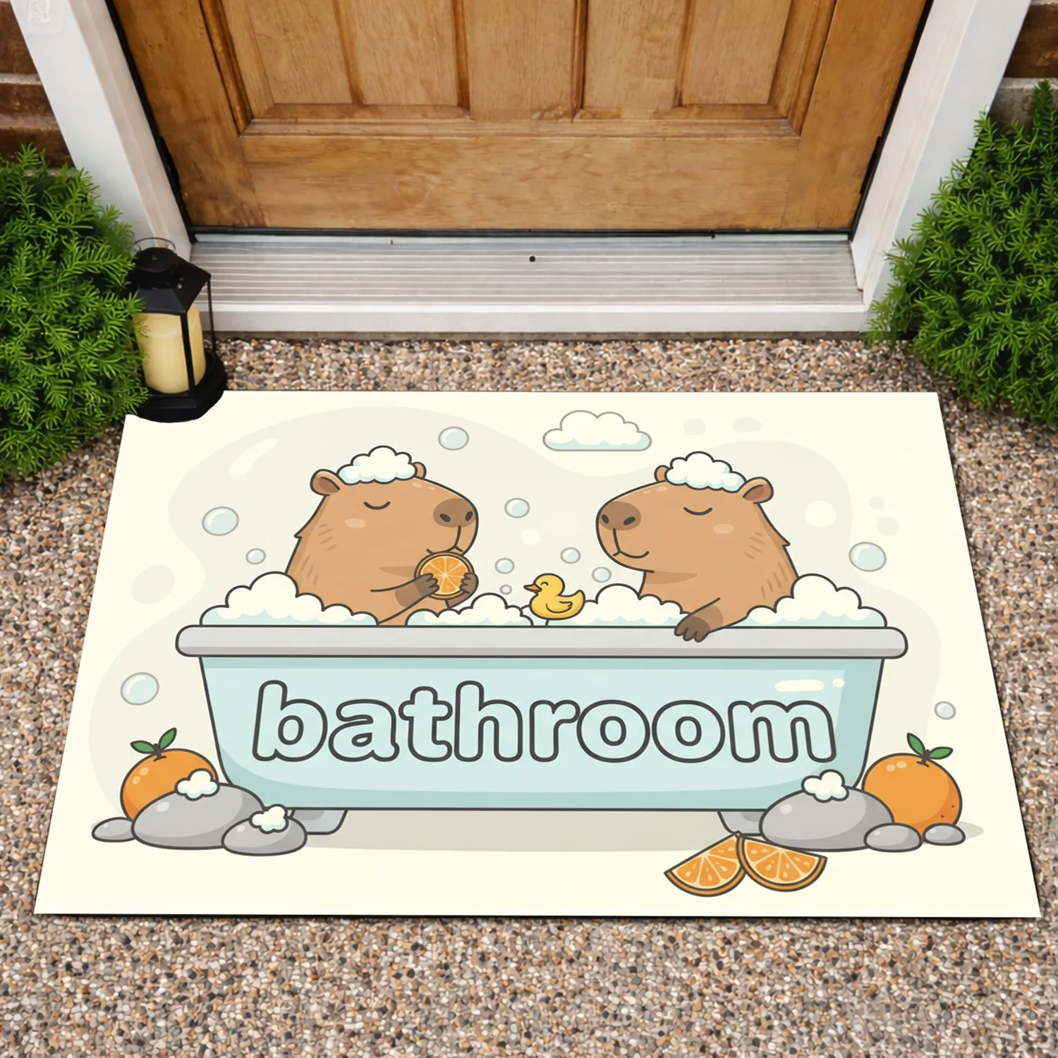 Capybaras Bubble Bath Bathroom Word Home Decor Gift Capybara Lover Doormat - 1